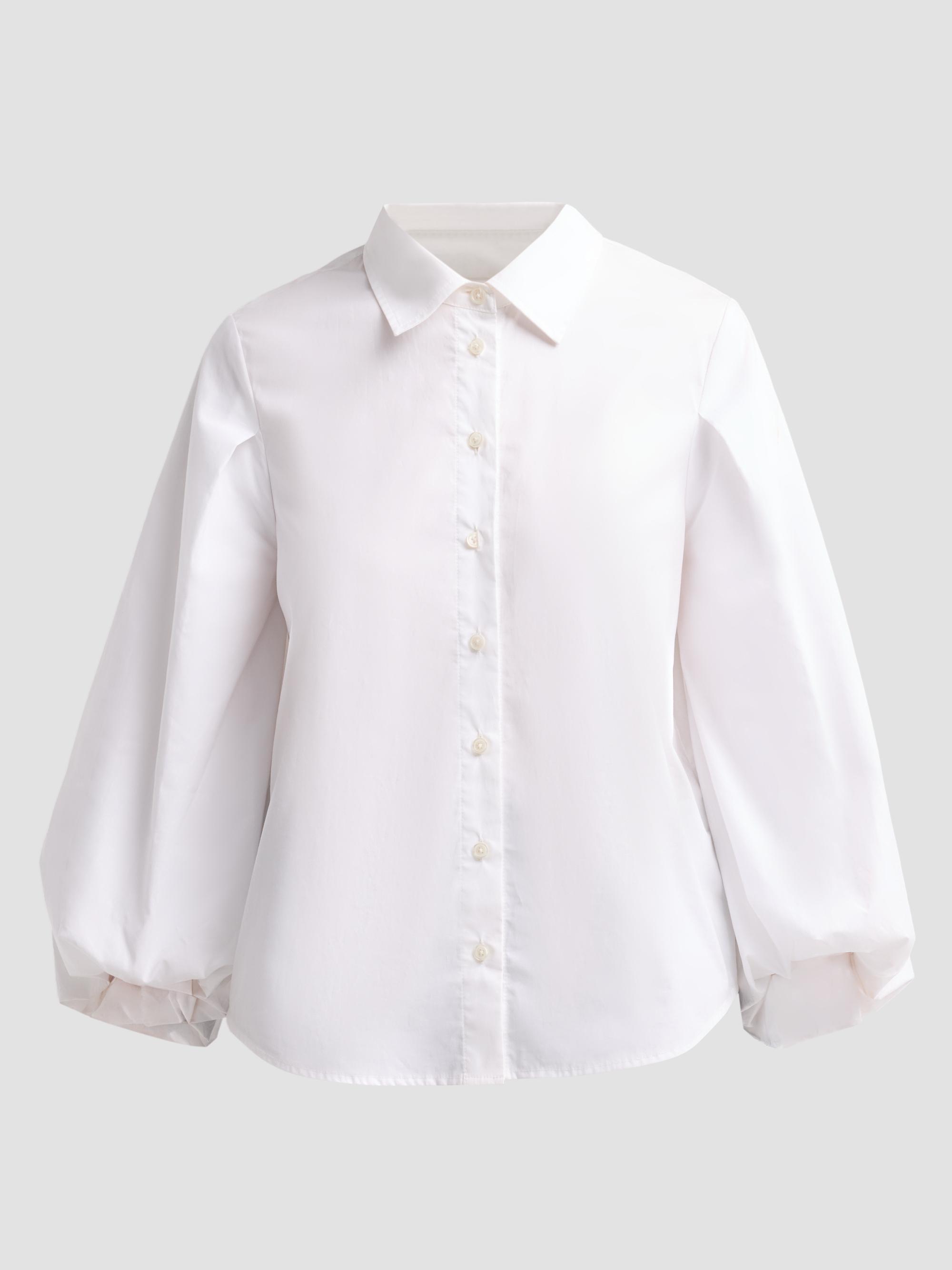 Tanya Taylor Women's Marina Cotton Blouson-Sleeve Top - Optic White
