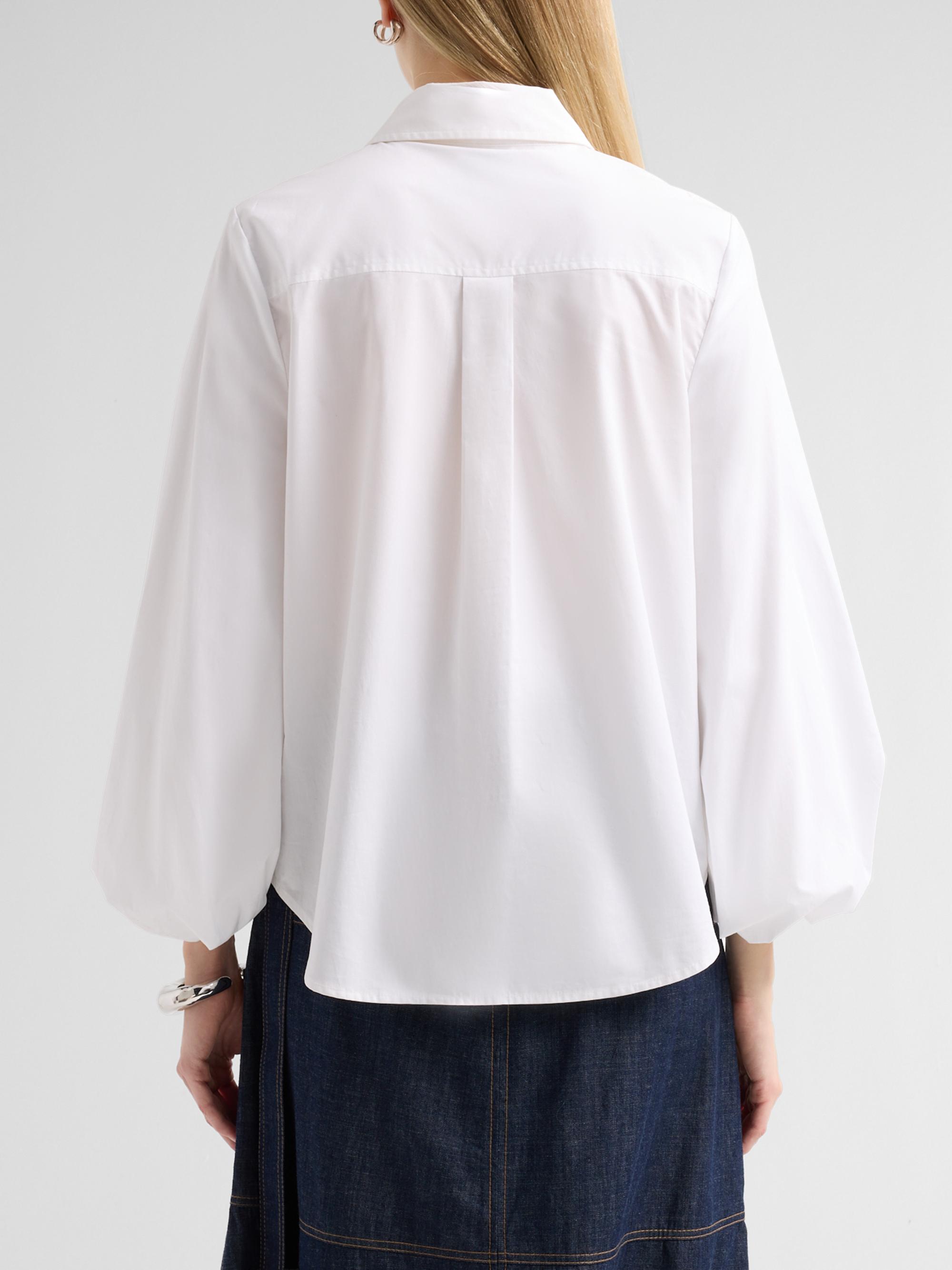 Tanya Taylor Women's Marina Cotton Blouson-Sleeve Top - Optic White | Thumbnail 3