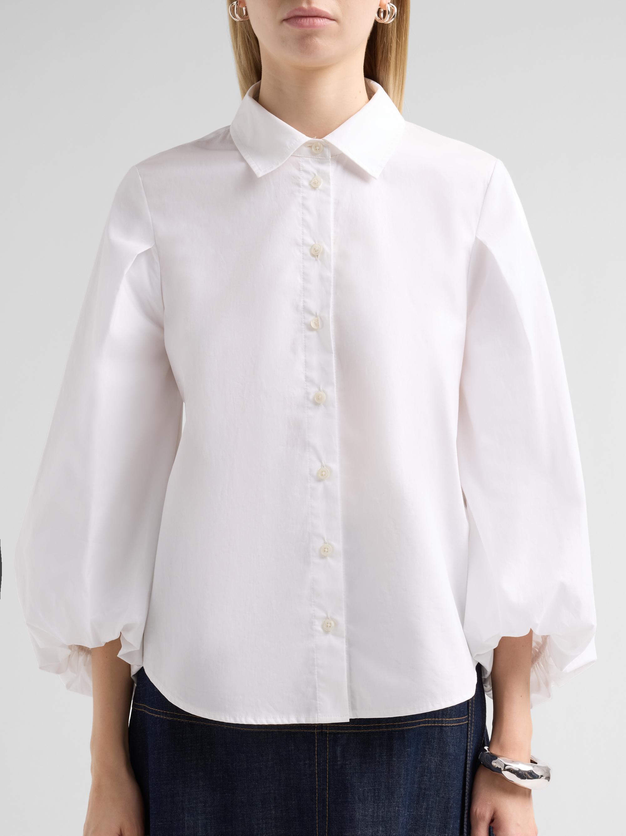 Tanya Taylor Women's Marina Cotton Blouson-Sleeve Top - Optic White | Thumbnail 5