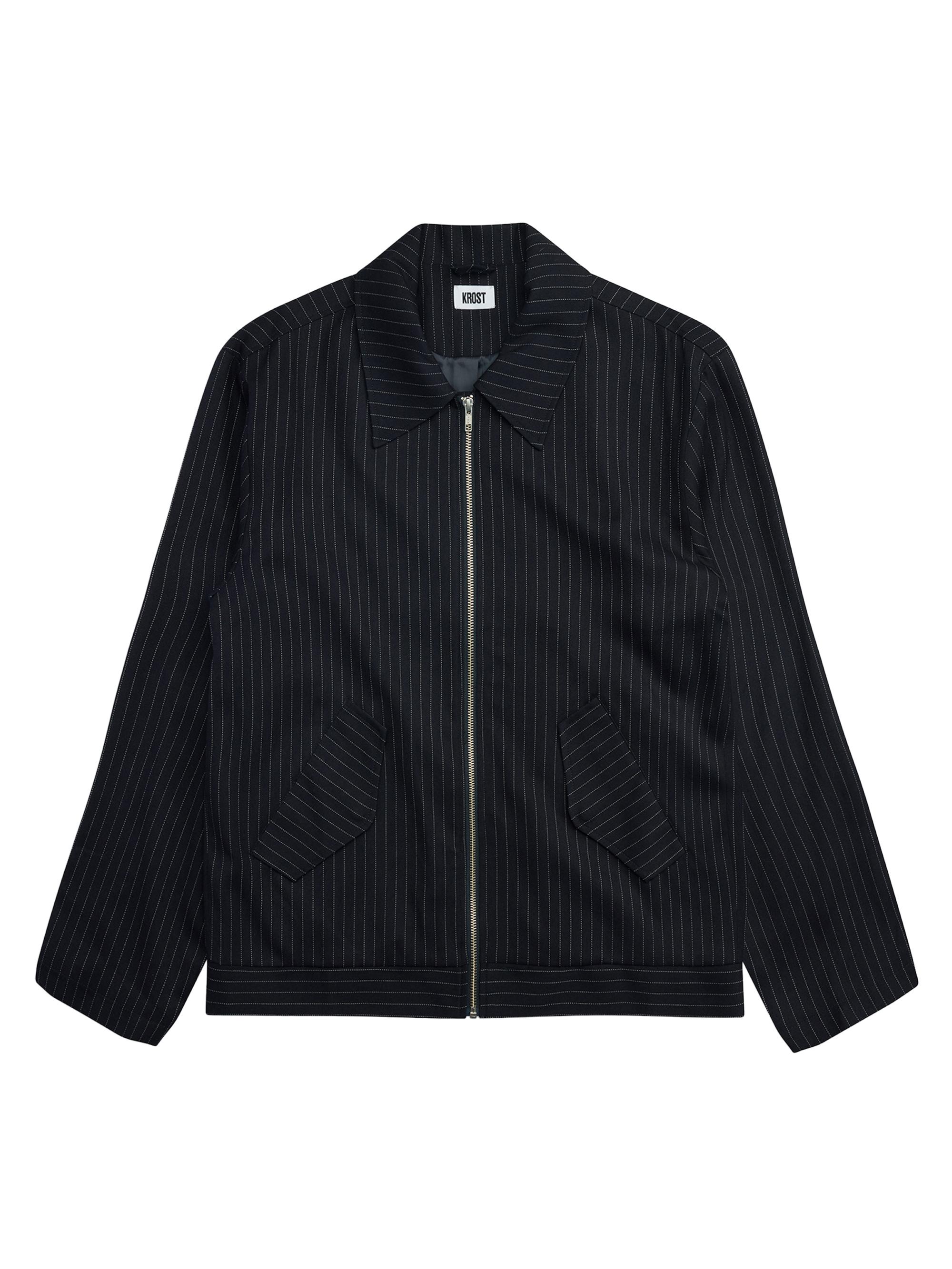 Krost Men's University Pinstripe Jacket - Dark Navy