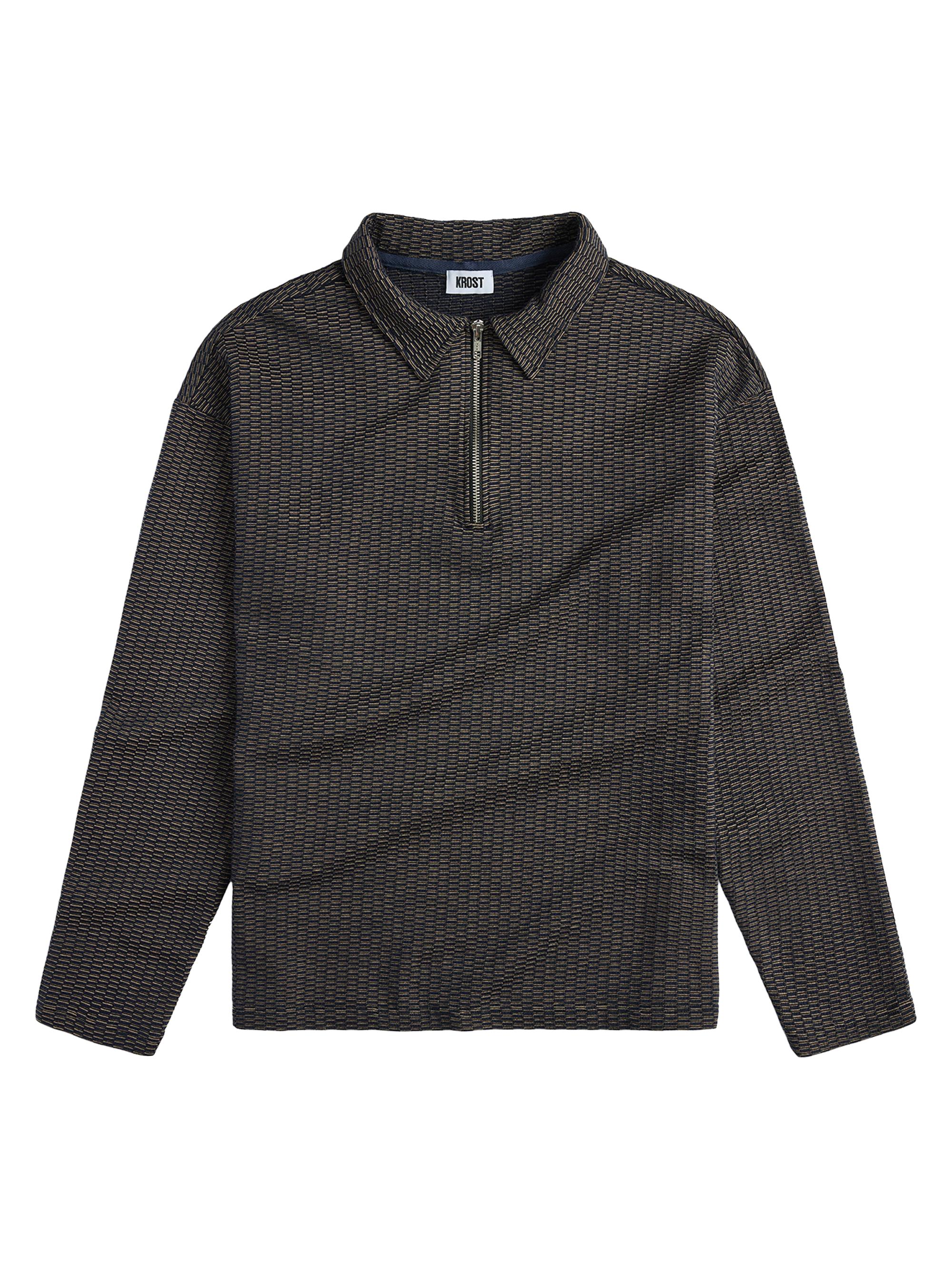Krost Men's Mini Jacquard Zip Polo Shirt - December Sky
