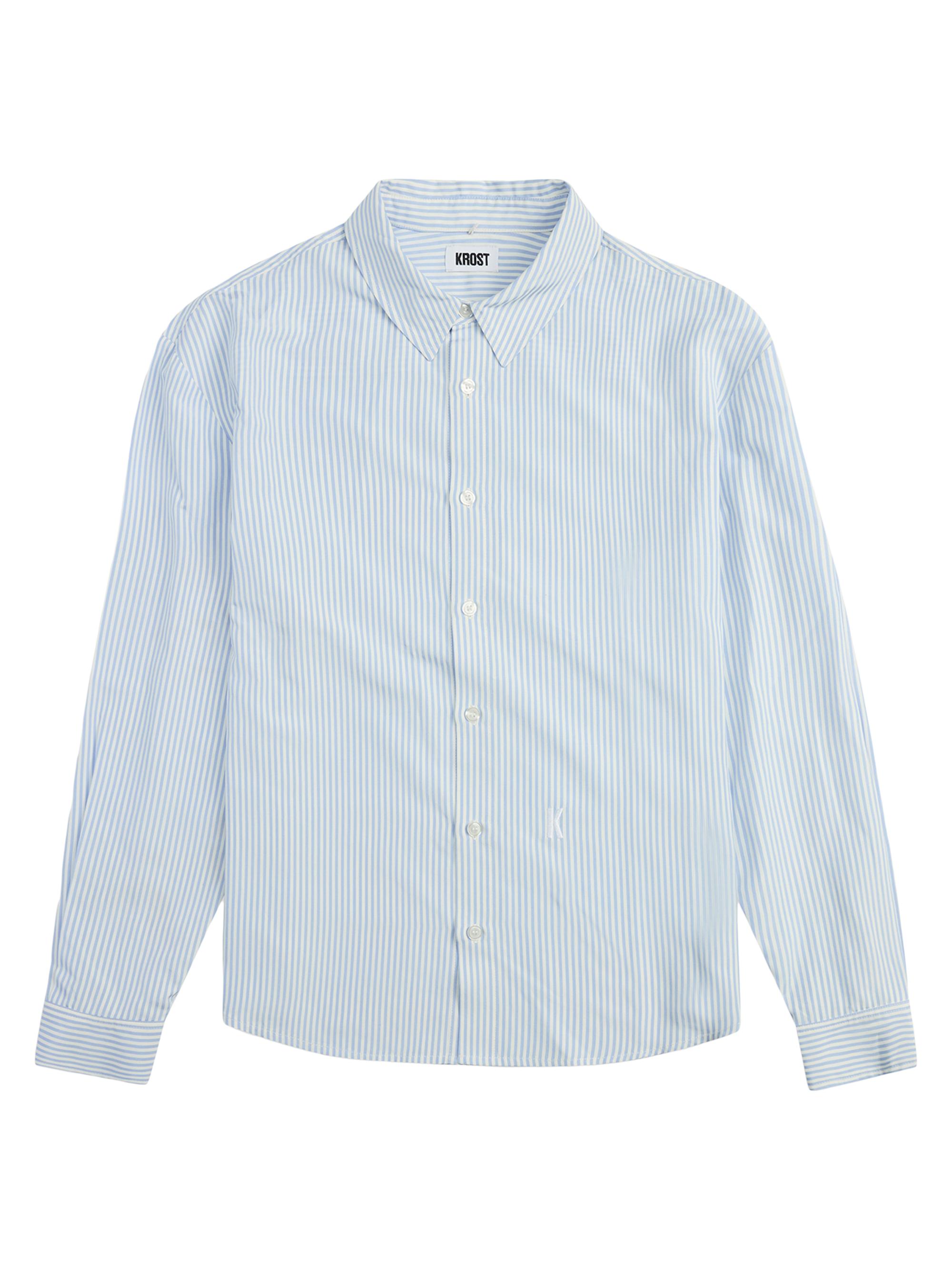 Krost Men's Embroidered Striped Shirt - Chambray Blue
