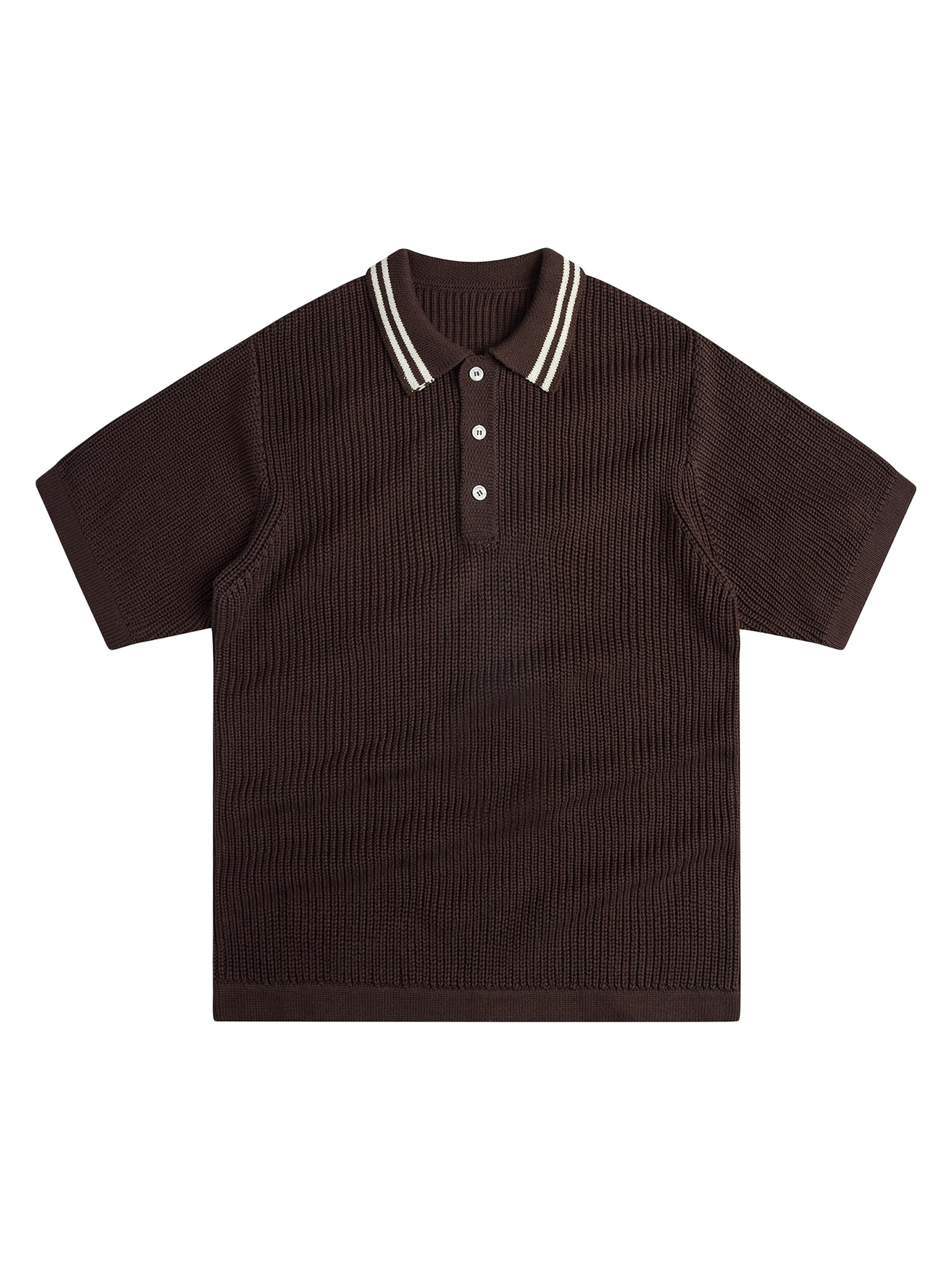 Krost Men's English Rib Short Sleeve Polo Shirt - Demitasse