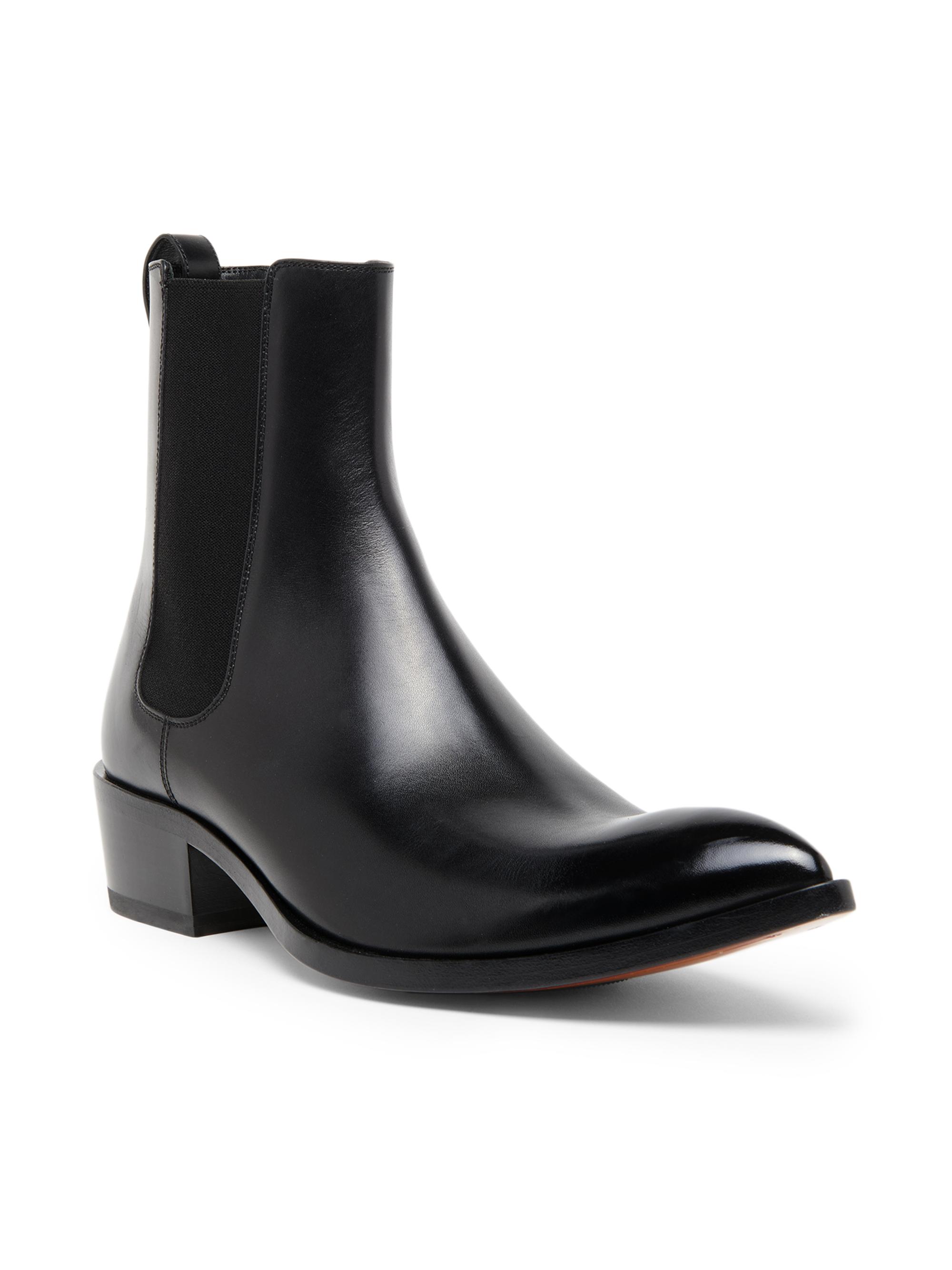 TOM FORD Men's Burnished Leather Chelsea Boots - Black - back view in Black