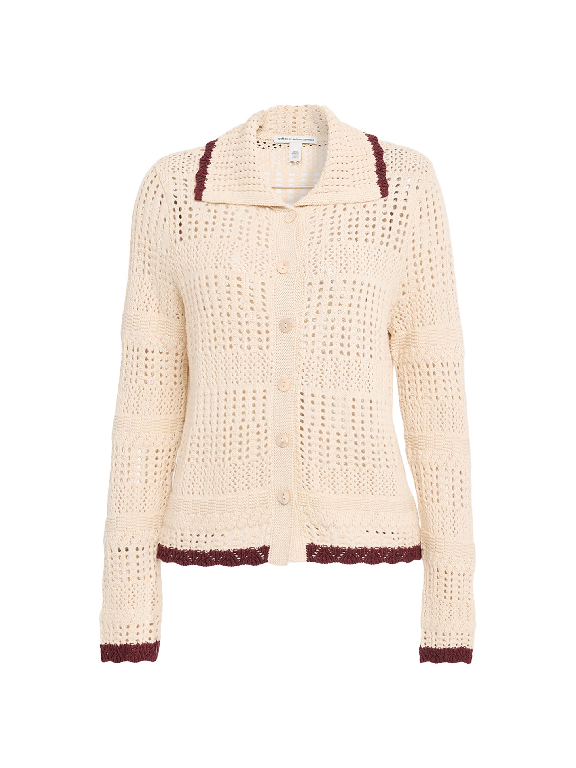 Autumn Cashmere Women's Cotton Pointelle Cardigan - Natural