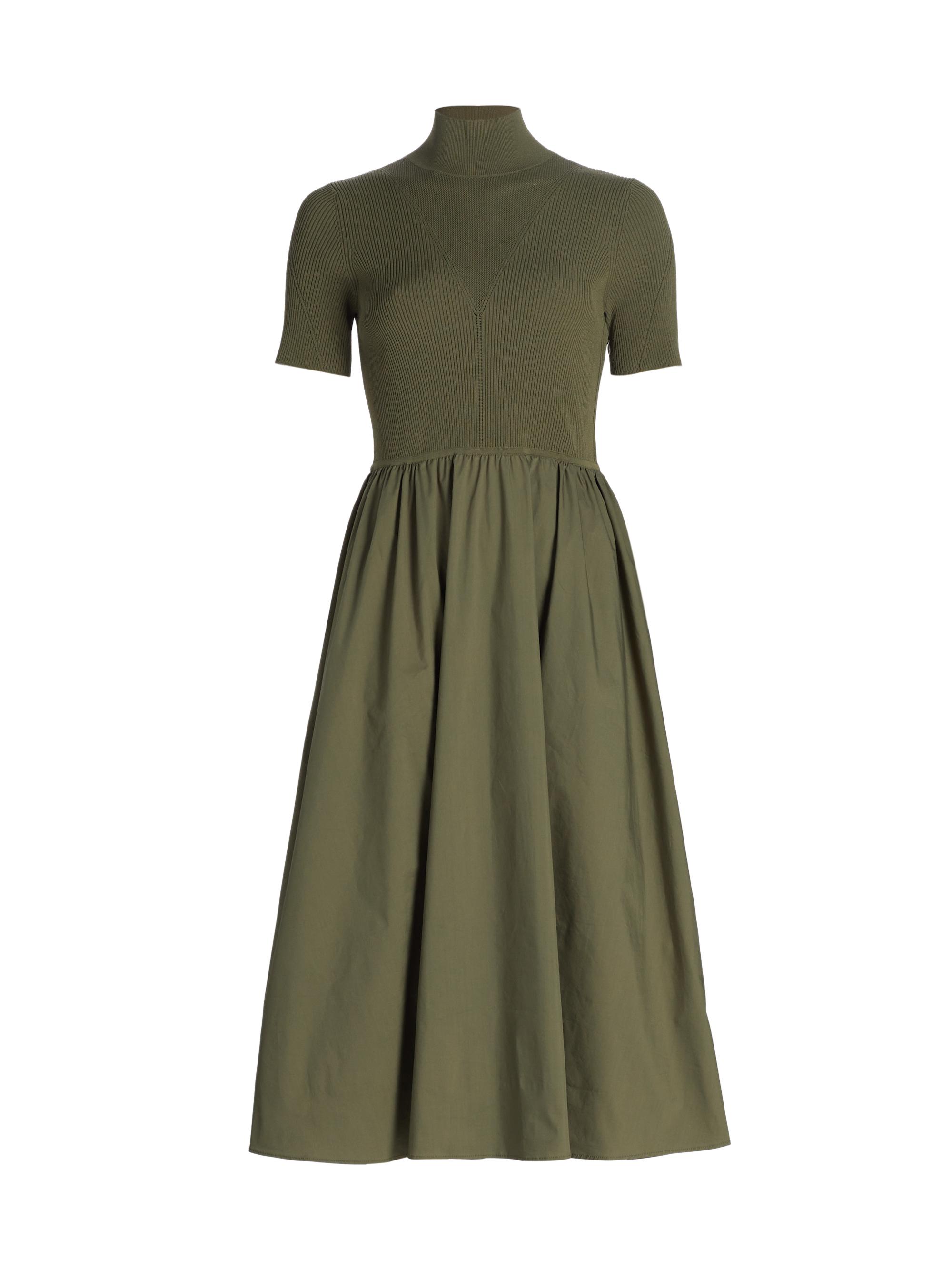 Tanya Taylor Women's Teresa Rib-Knit Cotton-Blend Midi-Dress - Fern
