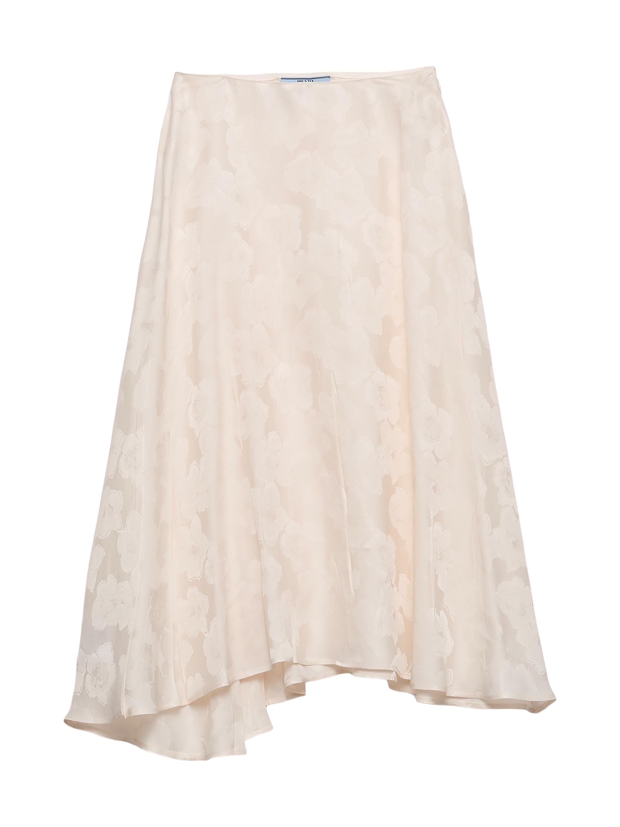 Prada Women's Floral Print Jacquard Skirt - Beige Multi