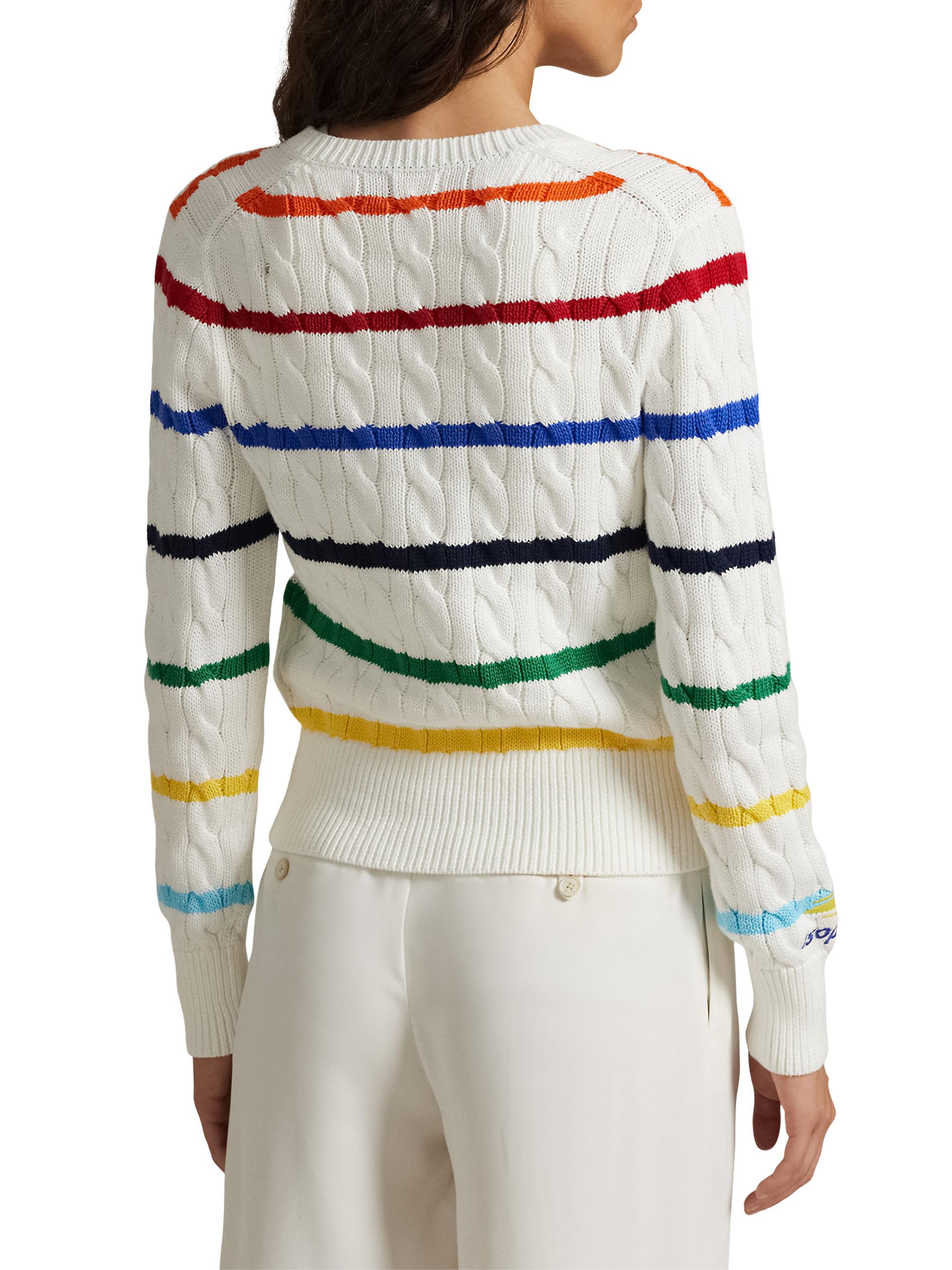 Polo Ralph Lauren US Open Striped Cable-Knit Cardigan | Saks Fifth