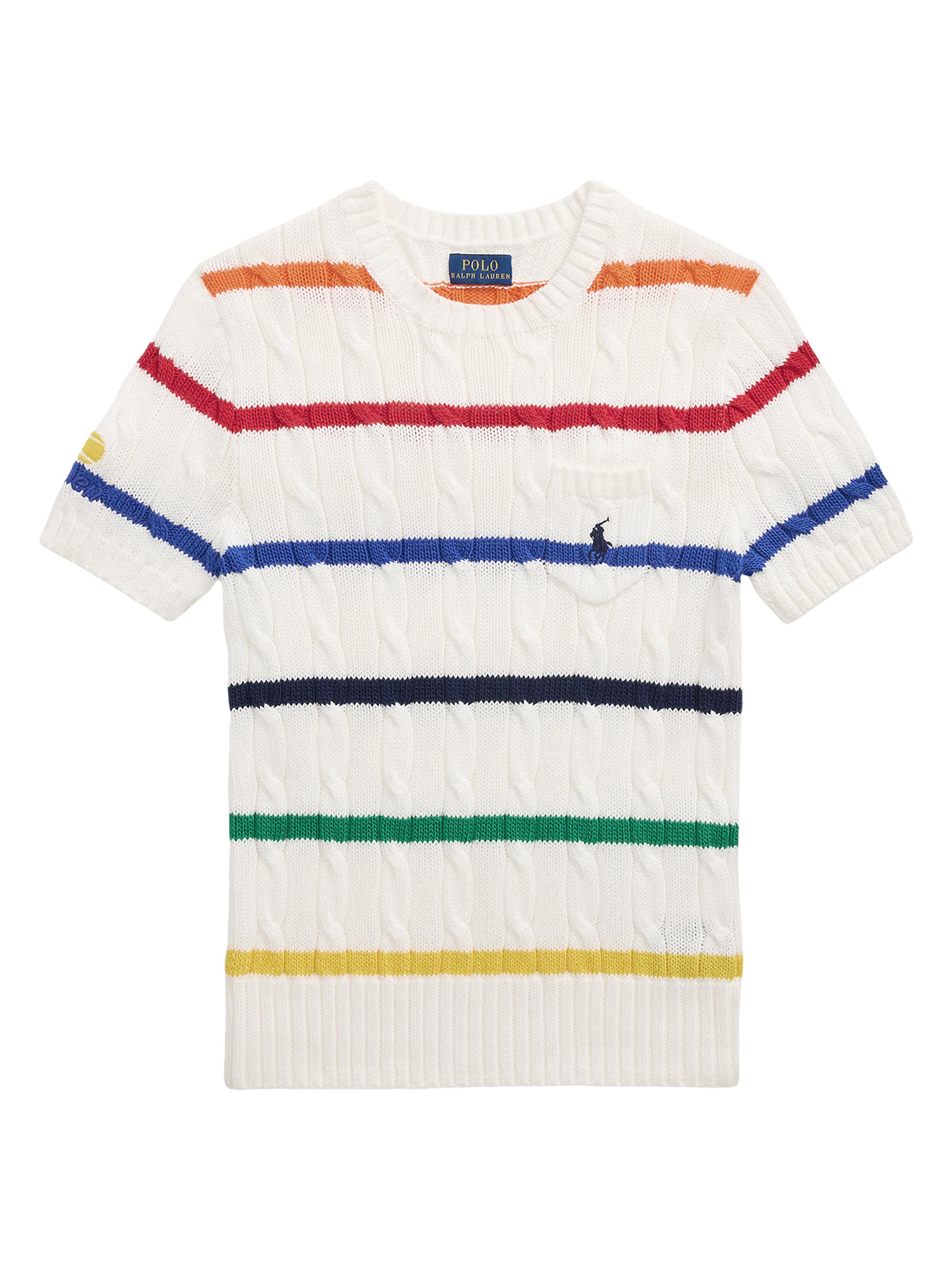 Polo Ralph Lauren US Open Striped Cable-Knit Sweater Saks Fifth