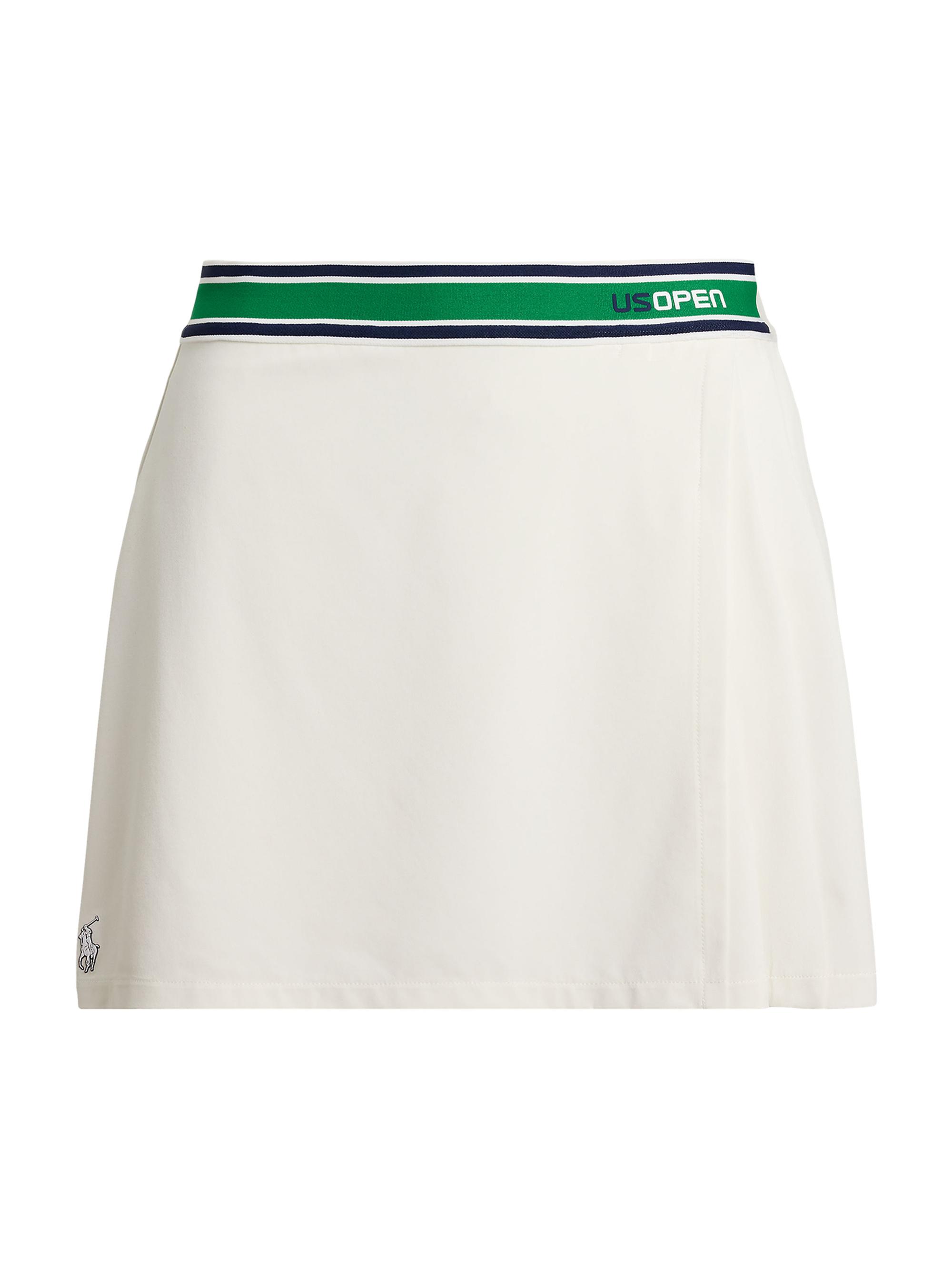 Polo Ralph Lauren Women's US Open Pleated Striped Wrap Skort - Ceramic White