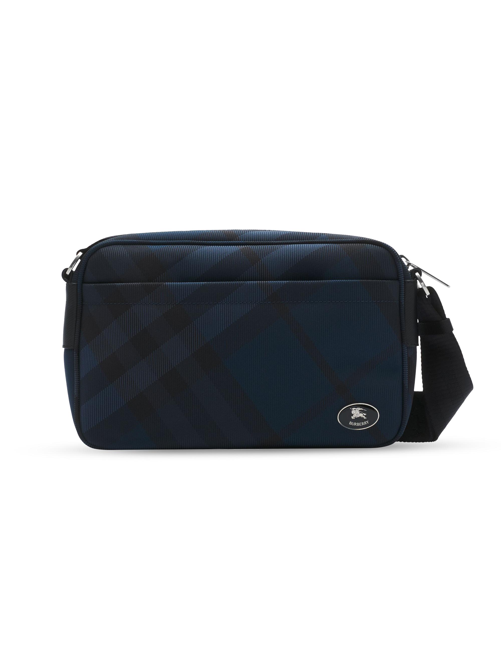 Burberry Men's Grid Slim Nylon Crossbody Bag - Navy