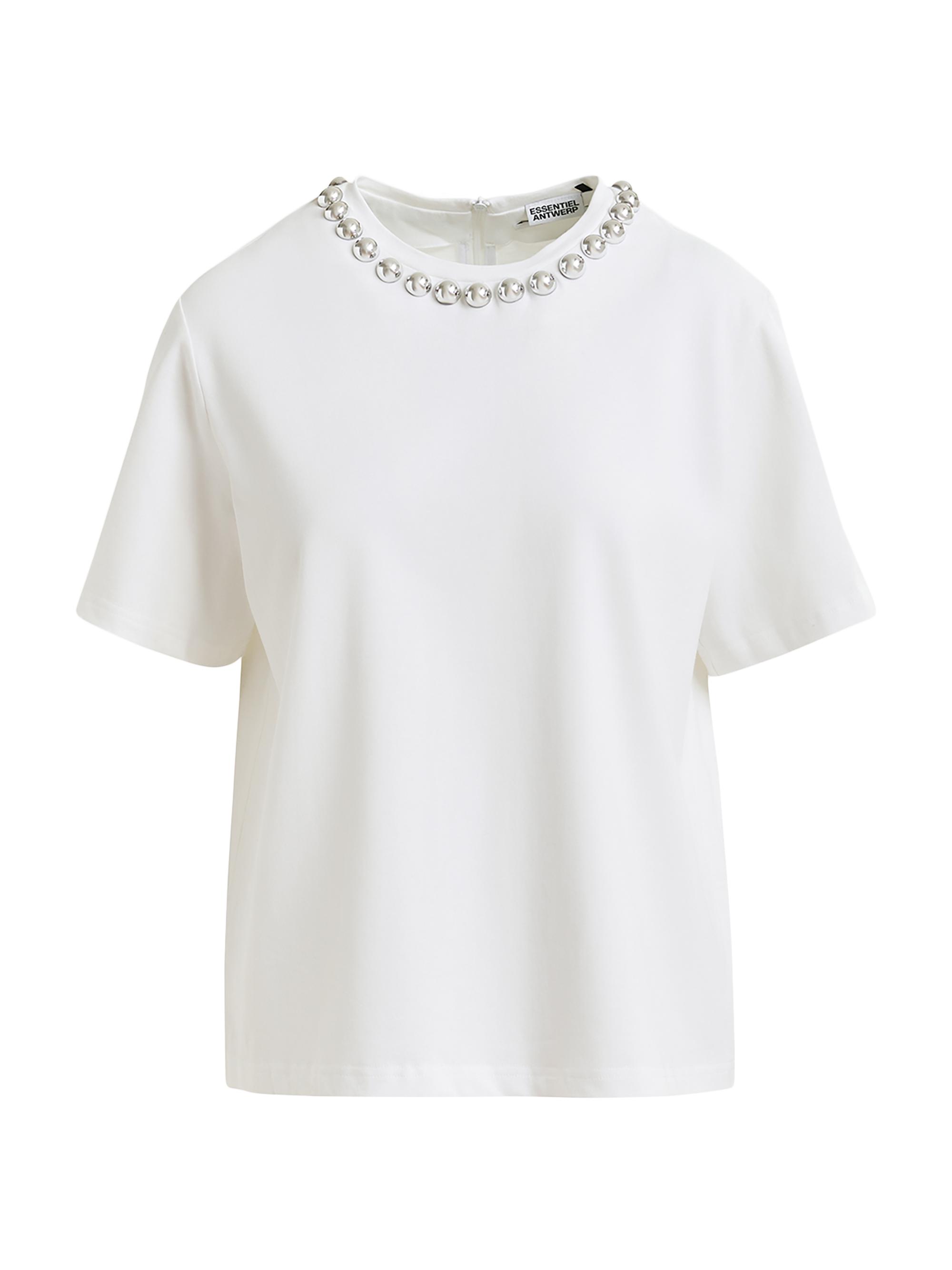Essentiel Antwerp Women's Intenso Studded-Collar T-Shirt - Off White