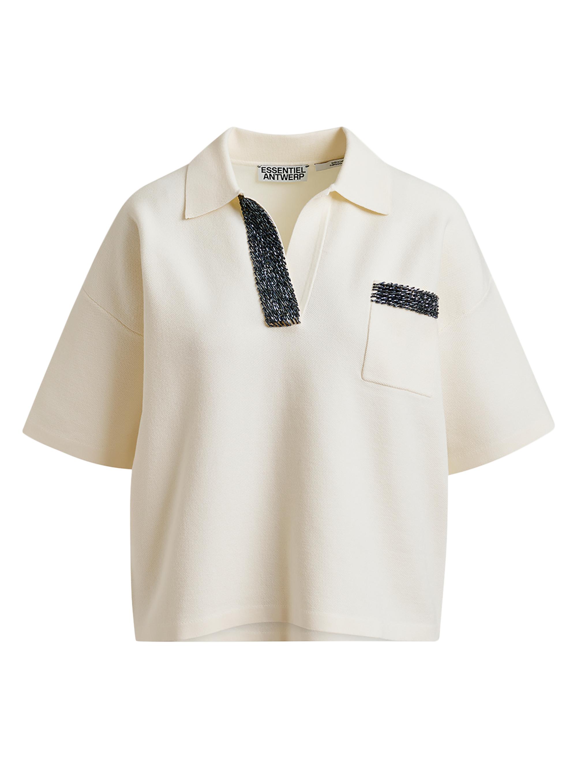 Essentiel Antwerp Women's International Embellished Knit Top - White Black