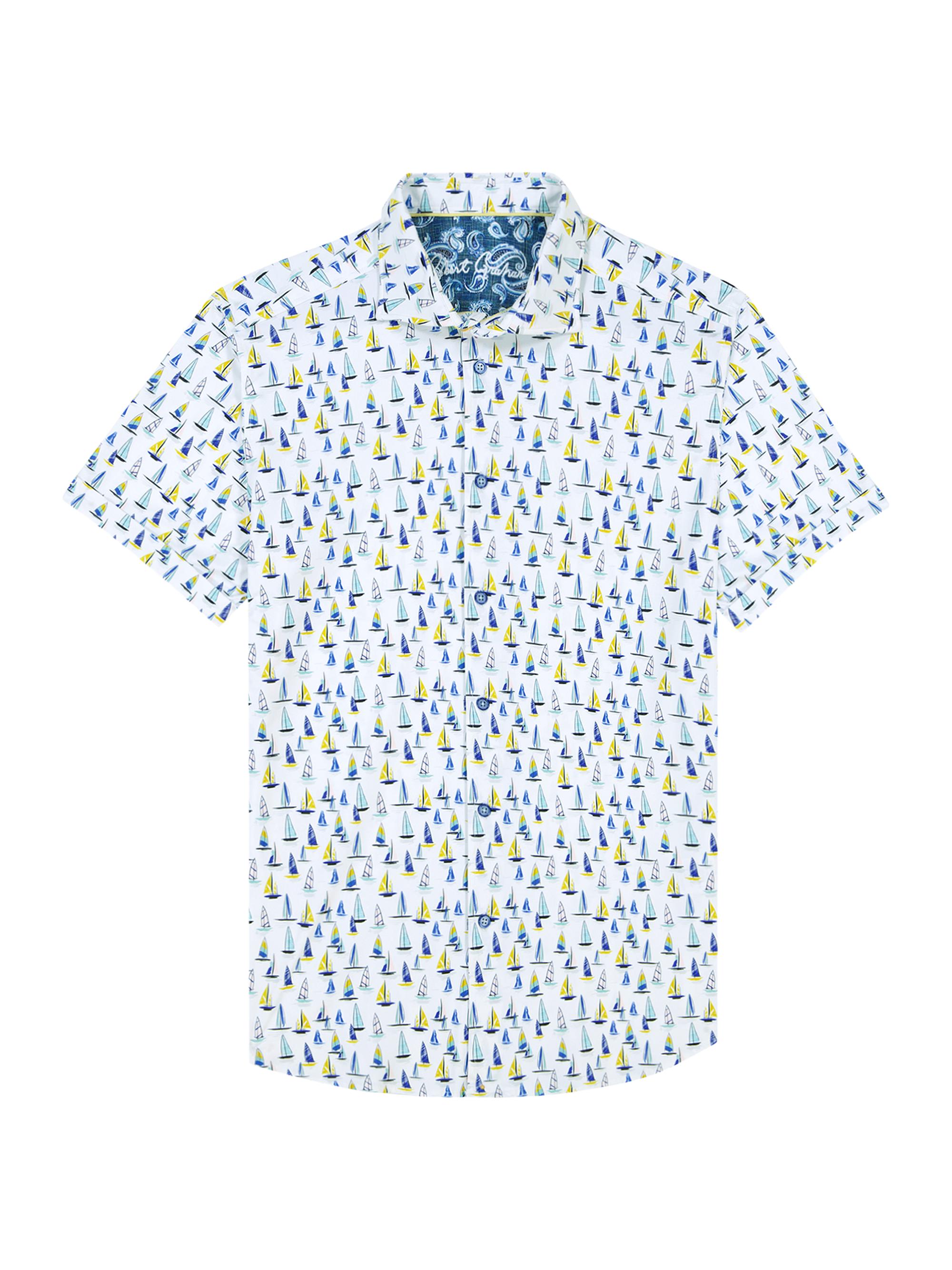 Robert Graham Men's Trans Pacific Graphic Knit Shirt - White