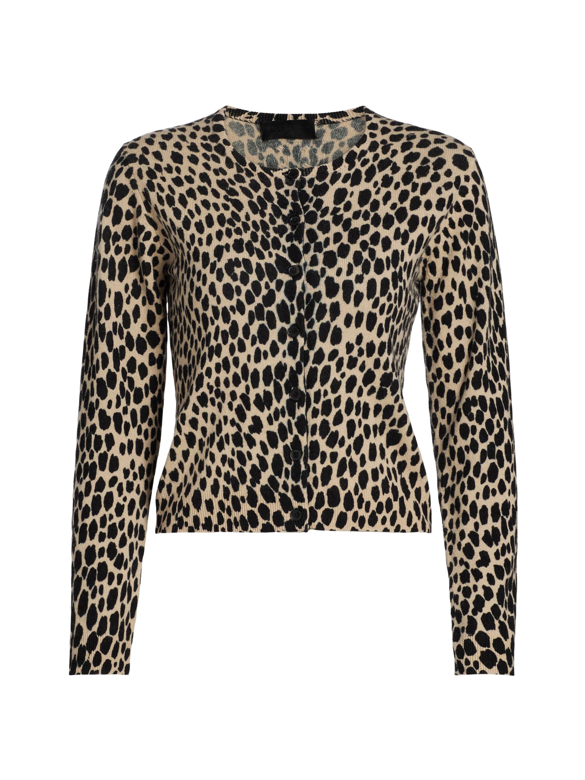 Nili Lotan Women's Laevin Animal-Print Cashmere Cardigan - Taupe Black Cheetah