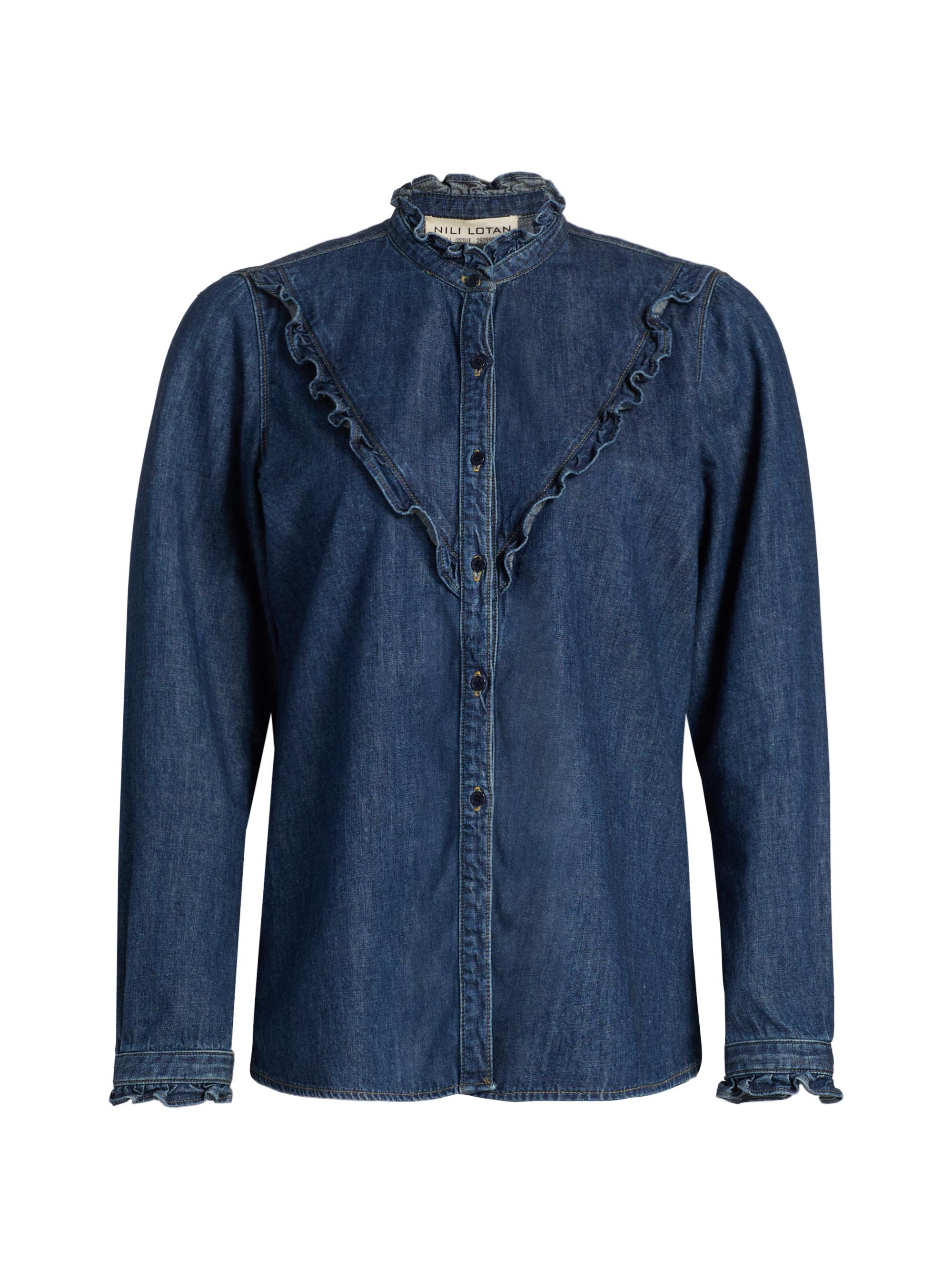 Nili Lotan Suzette Denim Tie-Neck Shirt | Saks Fifth Avenue