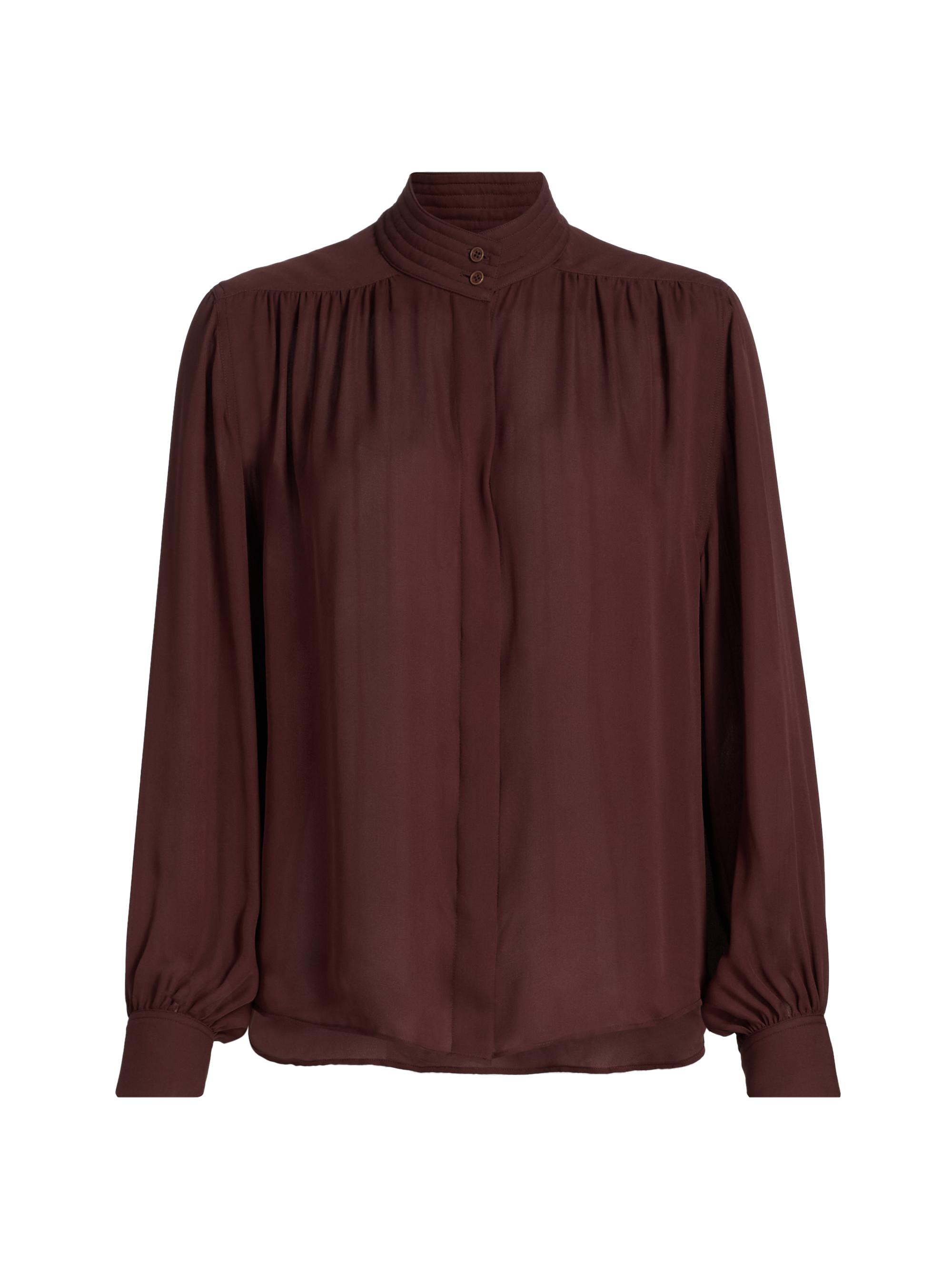 Nili Lotan Women's Revi Silk Button-Front Blouse - Burgundy