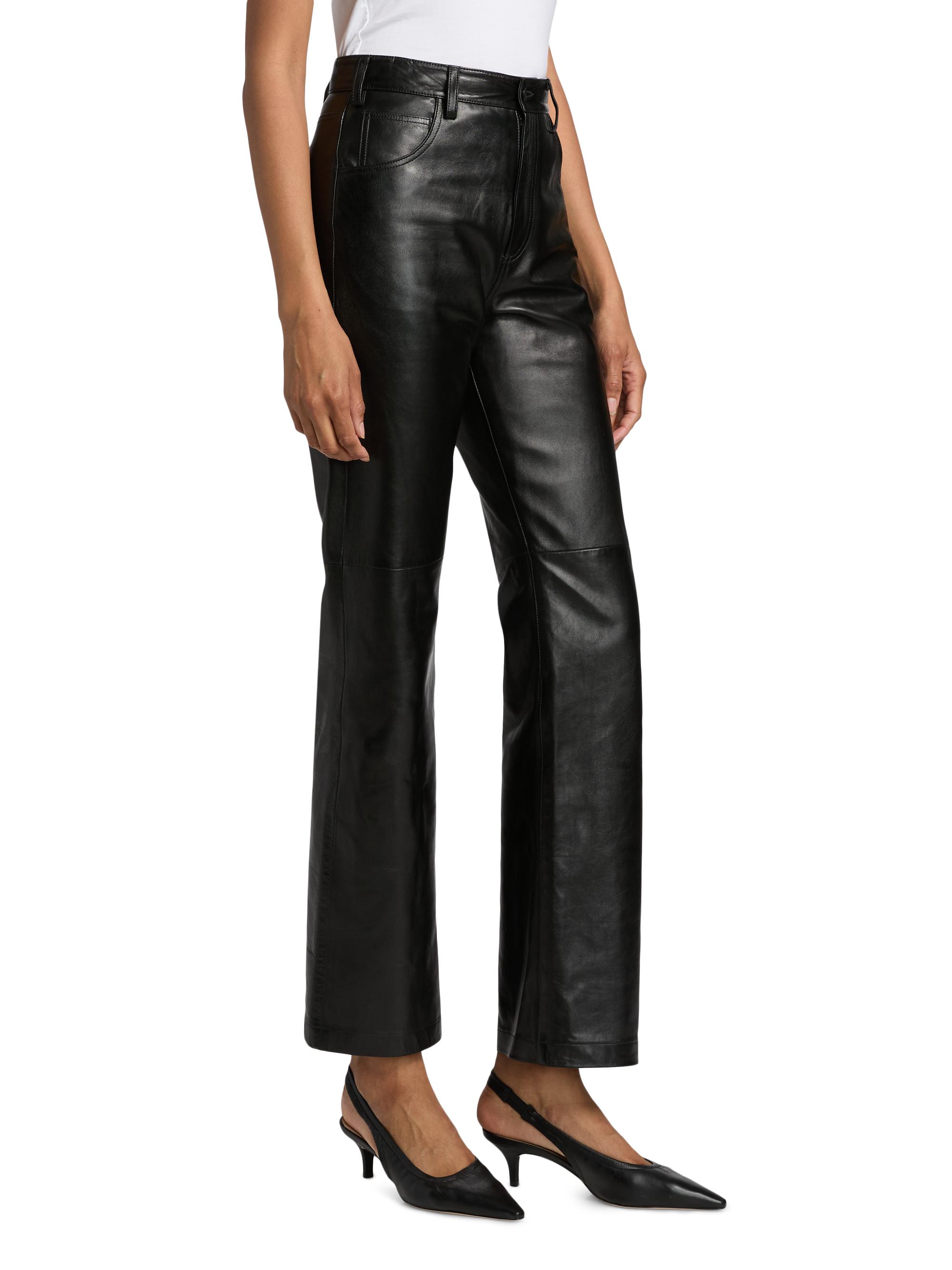Nili Lotan Women's Joan Leather Pants - Black - detail view in Black