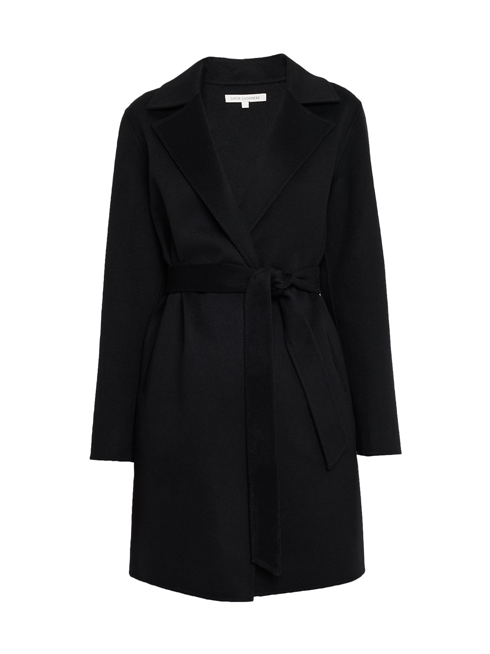 Sofia Cashmere Women's Cashmere-Blend Wrap Coat - Black