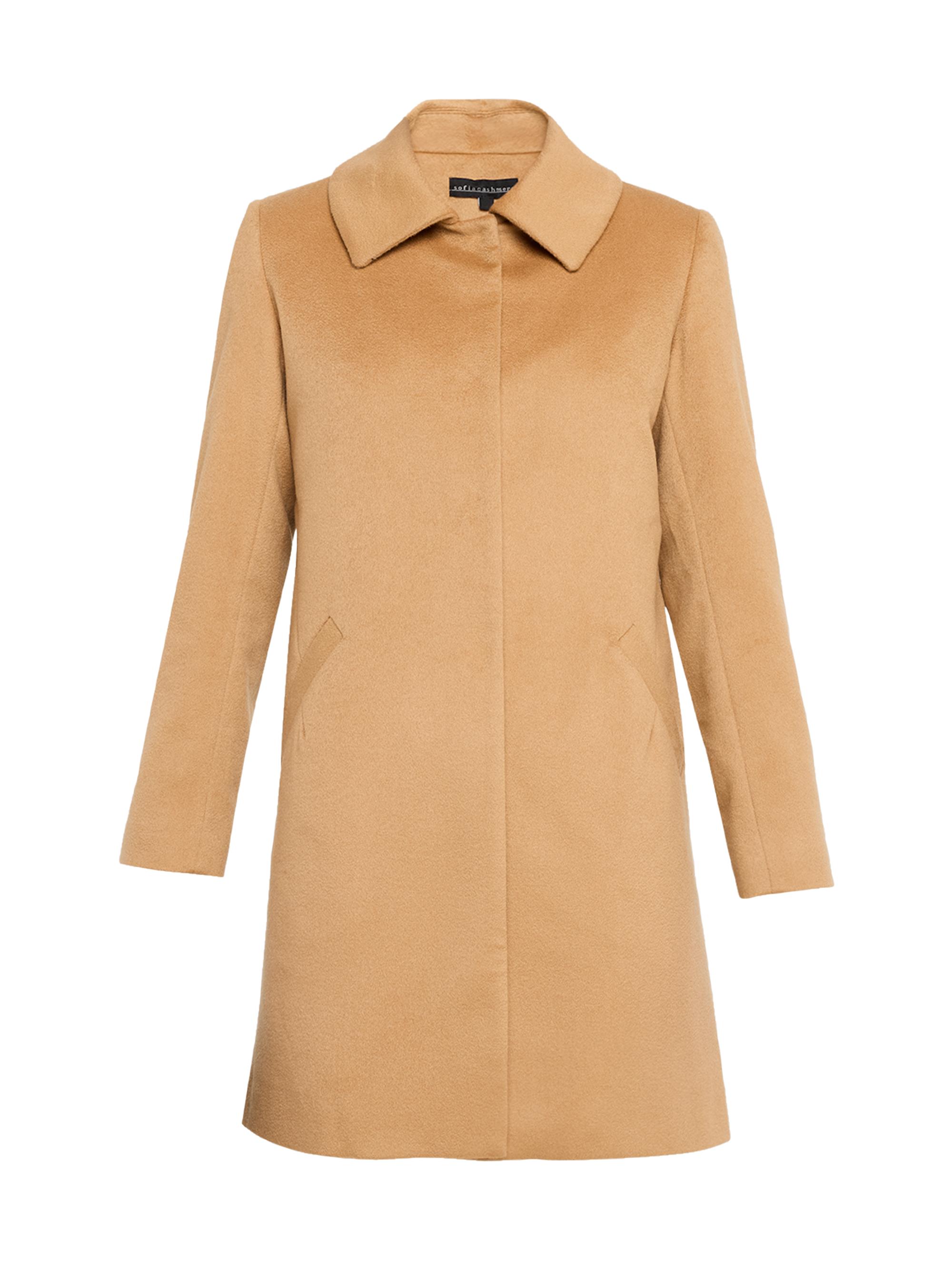 Sofia Cashmere Women's Cashmere Car Coat - Camel