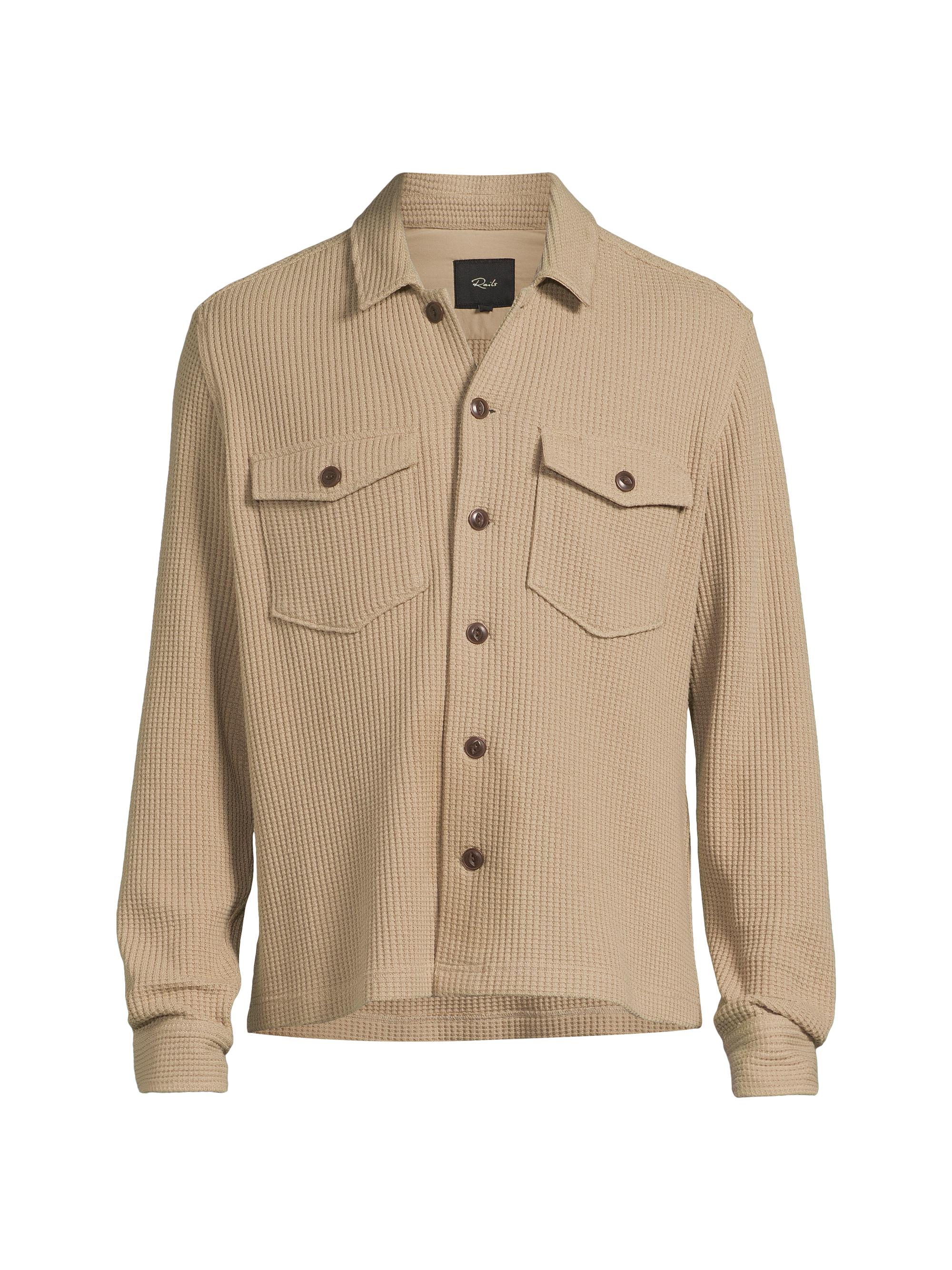 Rails Men's Wells Waffle-Knit Cotton-Blend Shirt - Barley