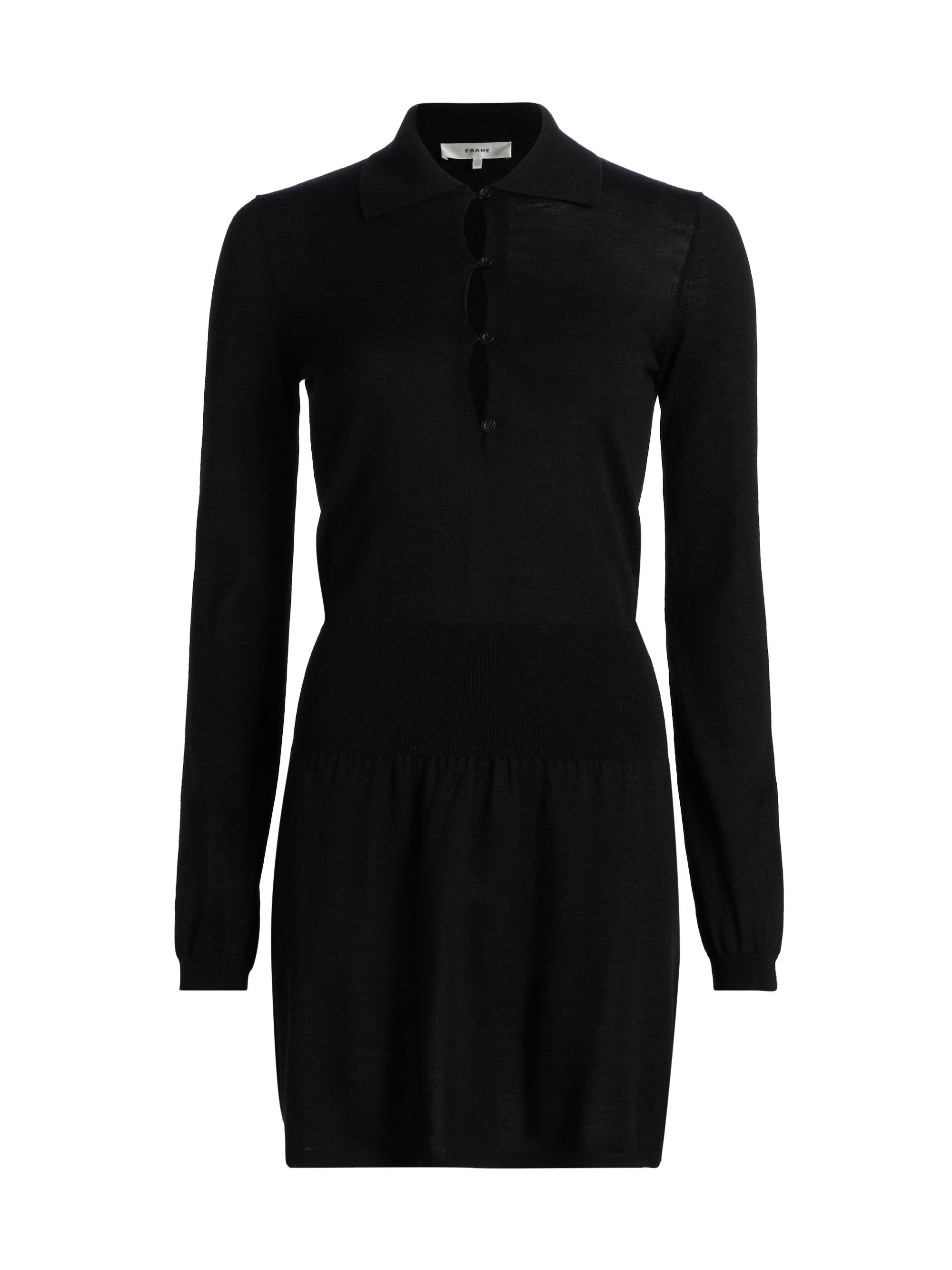 FRAME Women's Smart Merino Wool Polo Minidress - Black