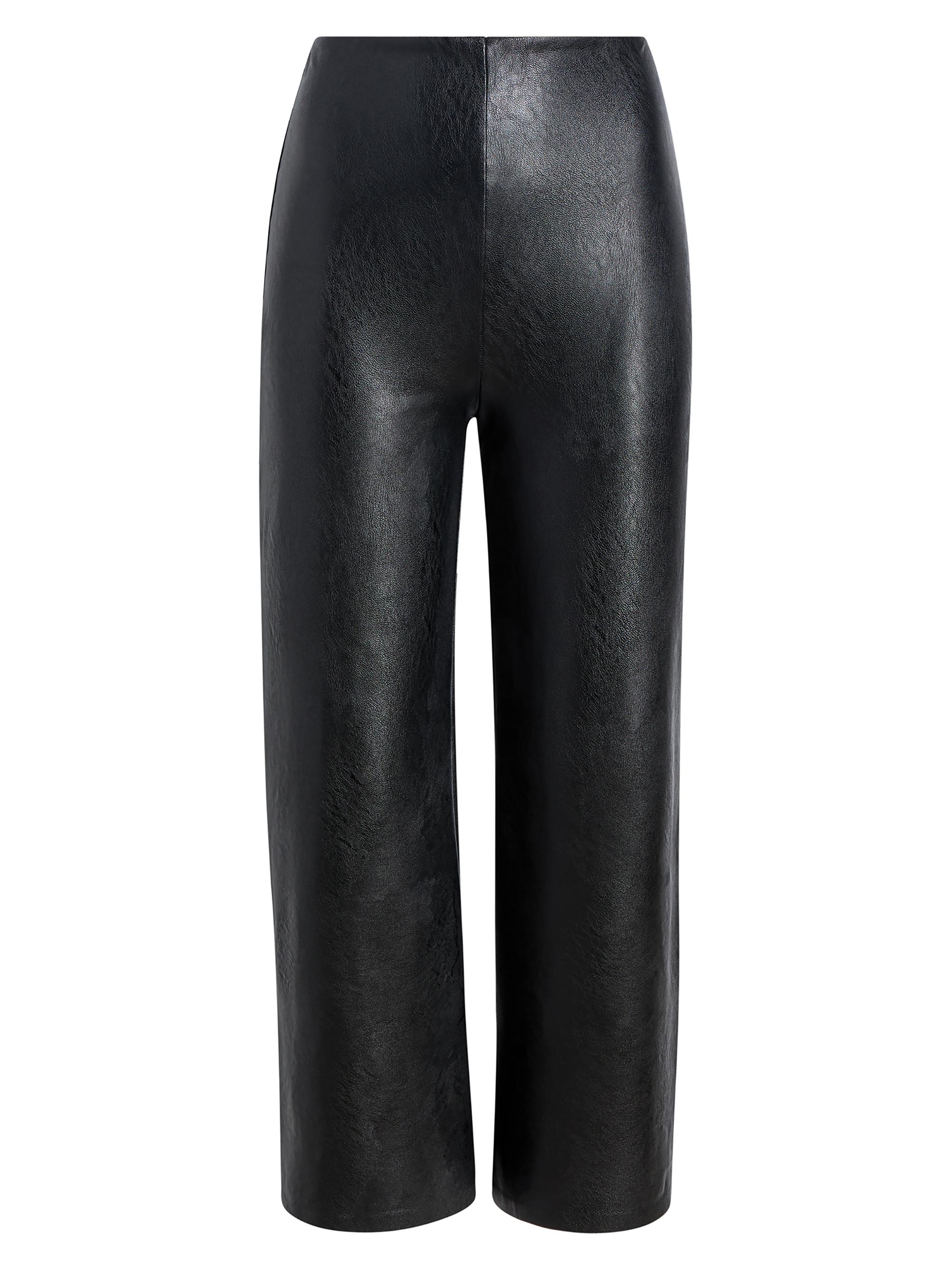 Commando Women's Faux-Leather Cropped Wide-Leg Pants - Black