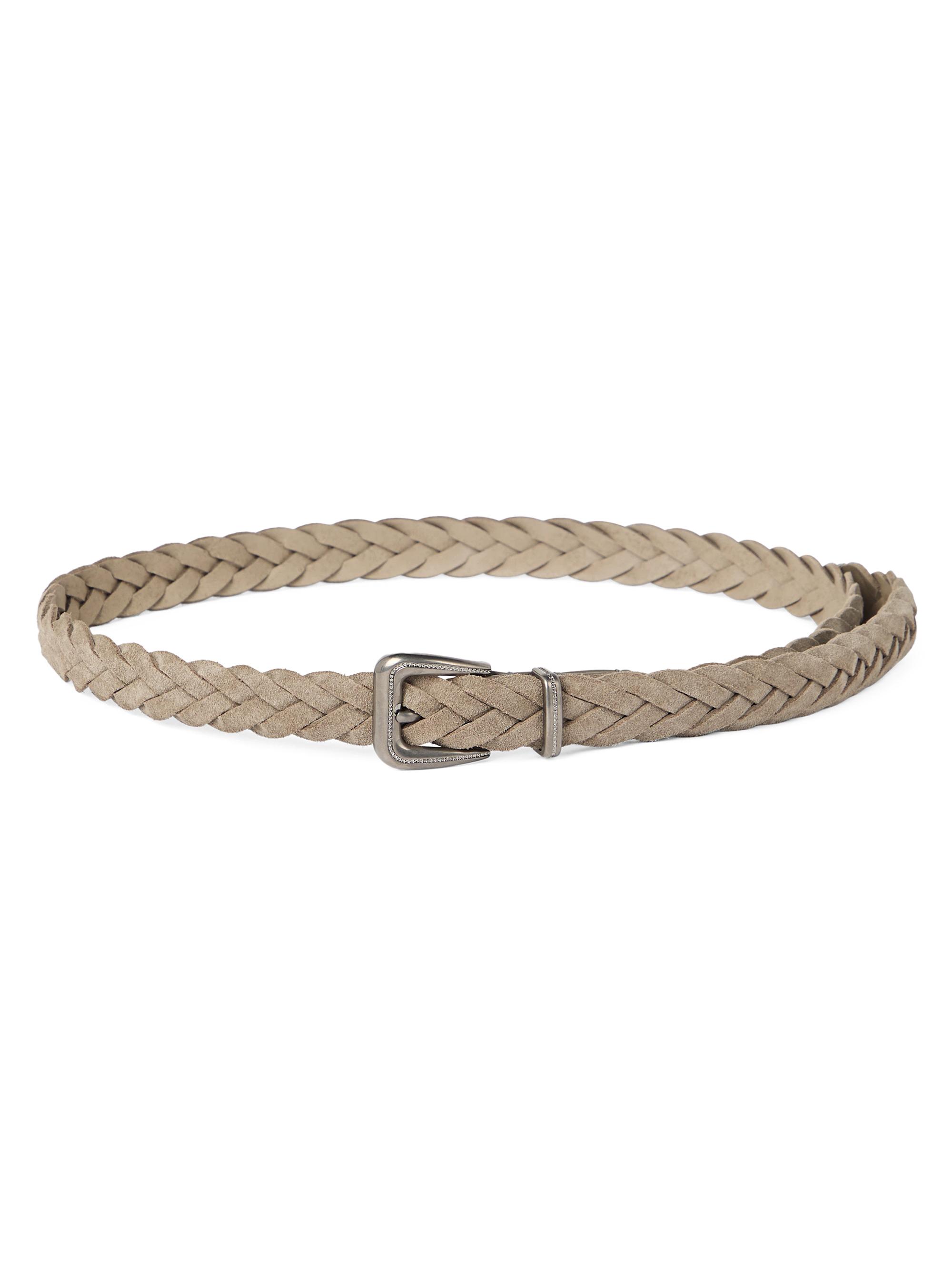 Brunello Cucinelli Women's Braided Leather Belt with Monili - Beige