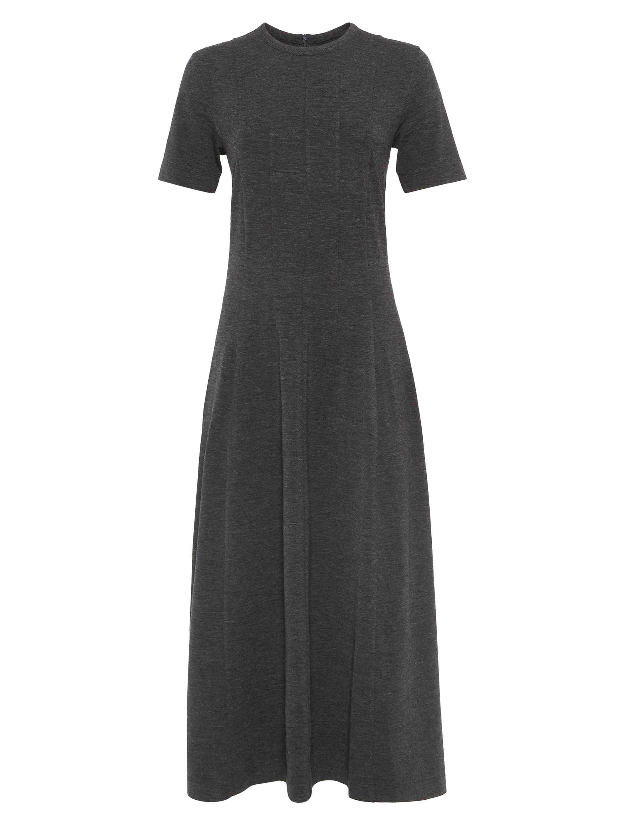Brunello Cucinelli Women's Stretch Virgin Wool Jersey Dress with Monili - Anthracite