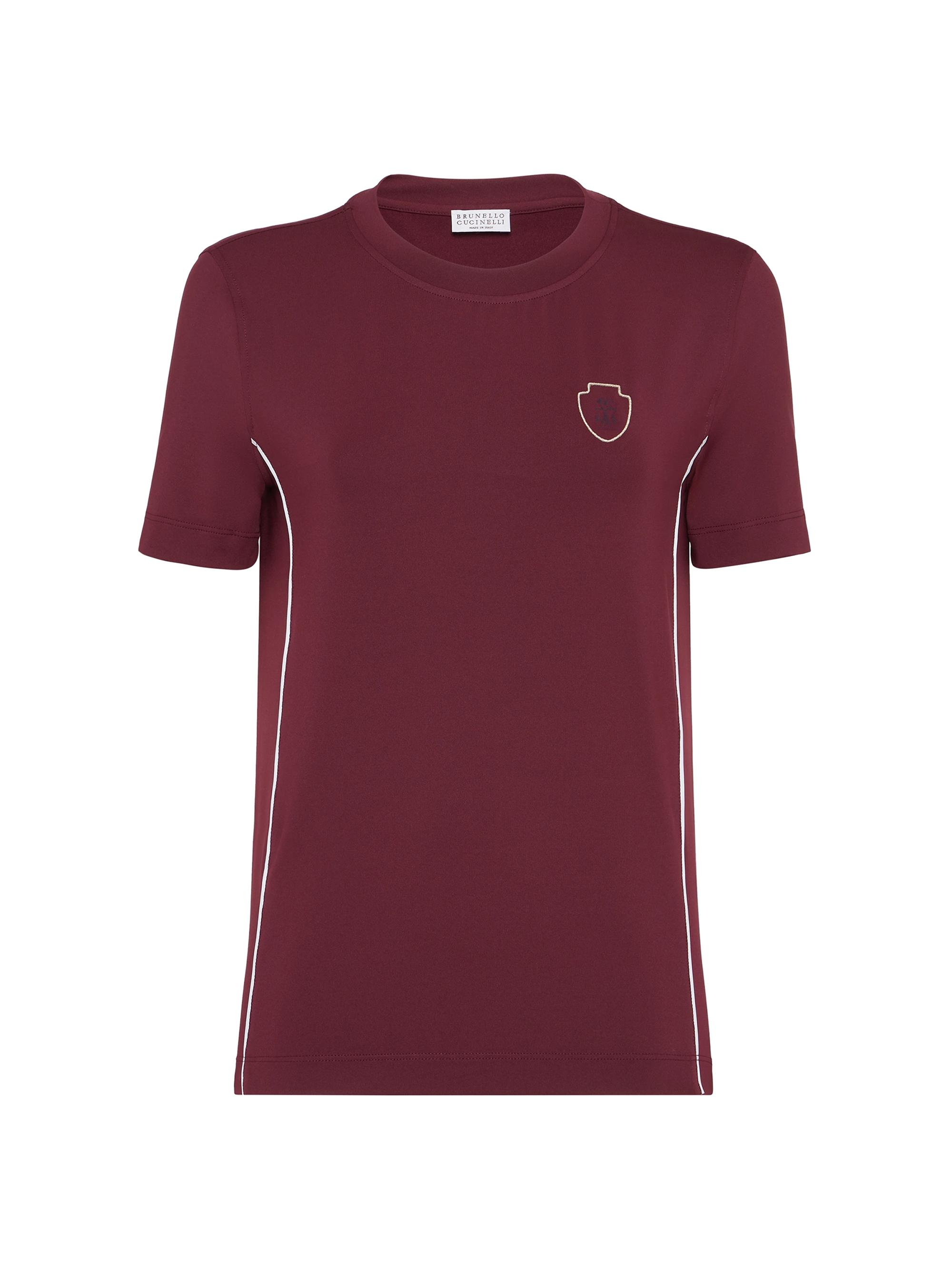 Brunello Cucinelli Women's Techno Jersey T-Shirt with Logo - Amaranth Red