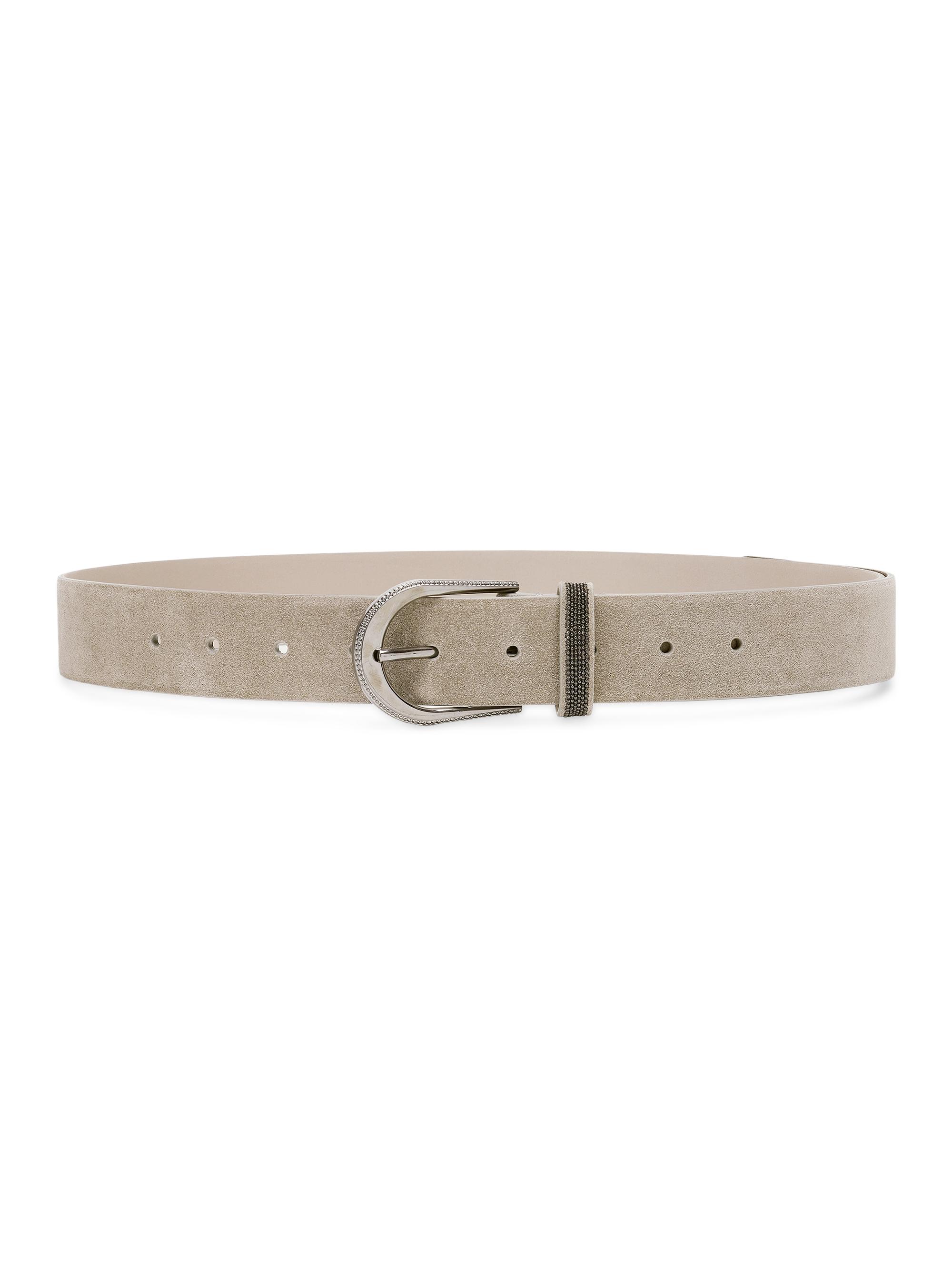 Brunello Cucinelli Women's Suede Belt with Monili - Beige