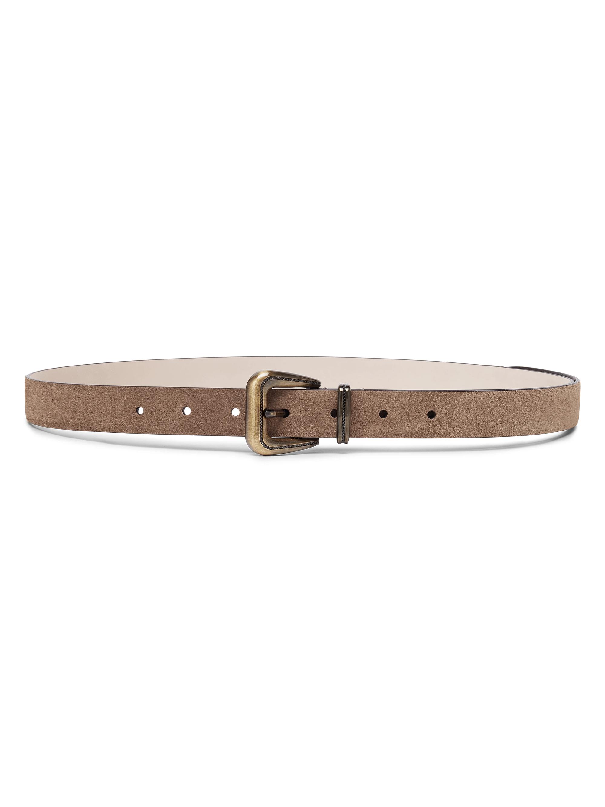 Brunello Cucinelli Women's Suede Belt with Monili - Light Brown