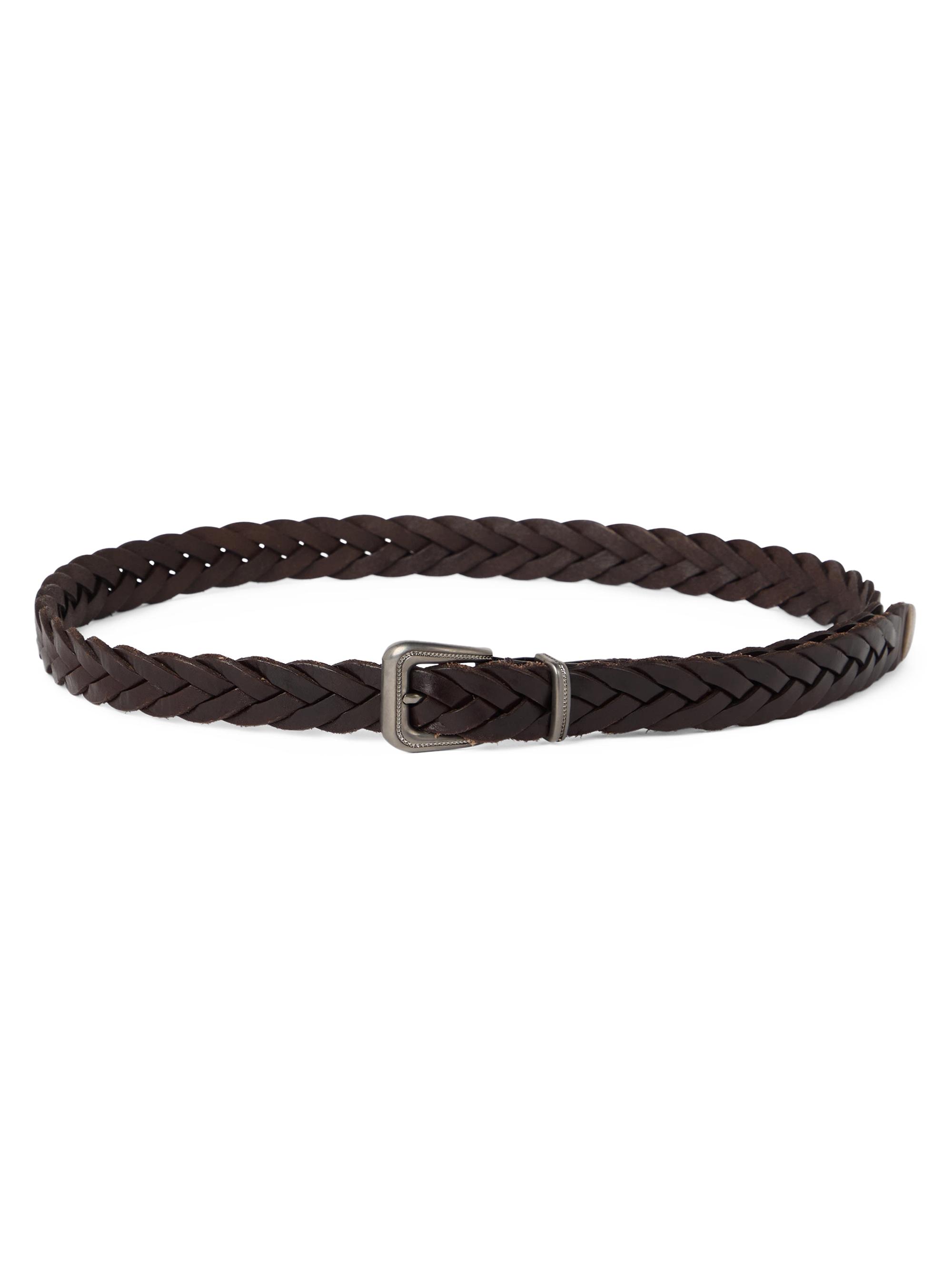 Brunello Cucinelli Women's Braided Leather Belt with Monili - Rust Brown