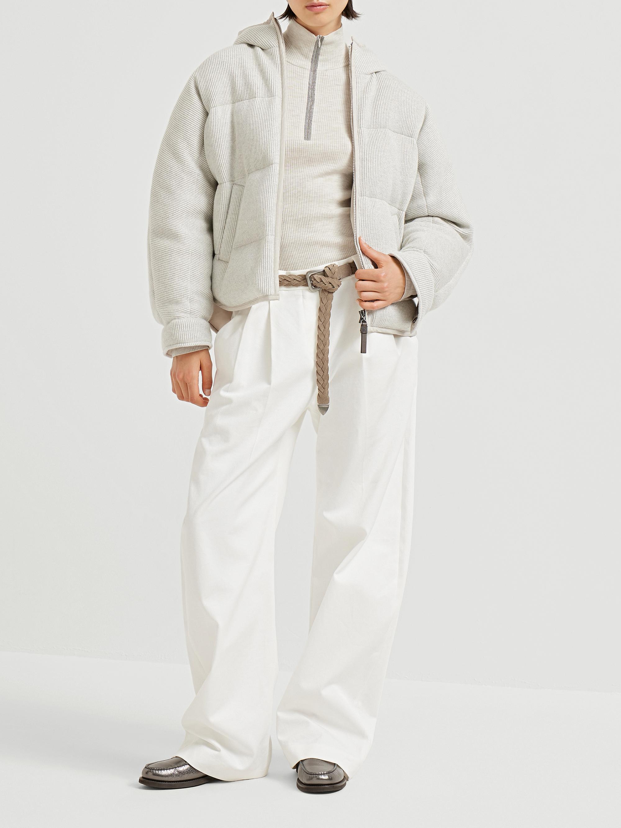 BRUNELLOCUCINELLI リネンコットンパーカー Brunello Cucinelli Sparkling Cashmere English Rib Knit Hooded Down