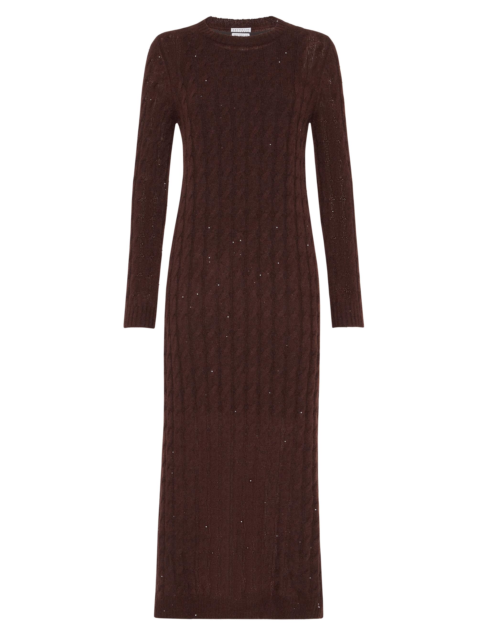 Brunello Cucinelli Women's Mohair, Cotton and Wool Dazzling Cable Knit Dress - Cocoa