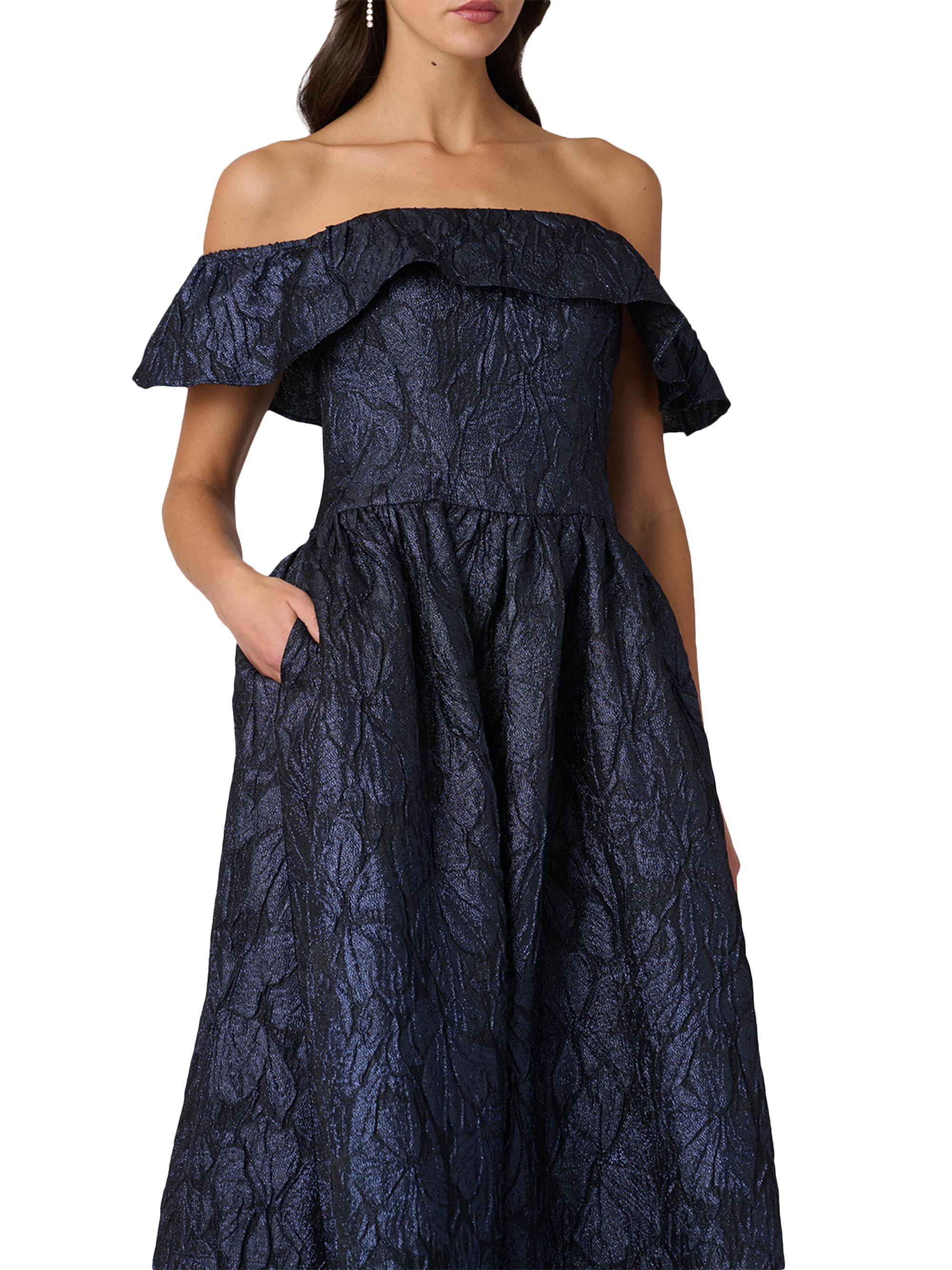 sachin and babi light blue dress Adrianna Papell Women's Ruffled Metallic Jacquard Dress main image 0