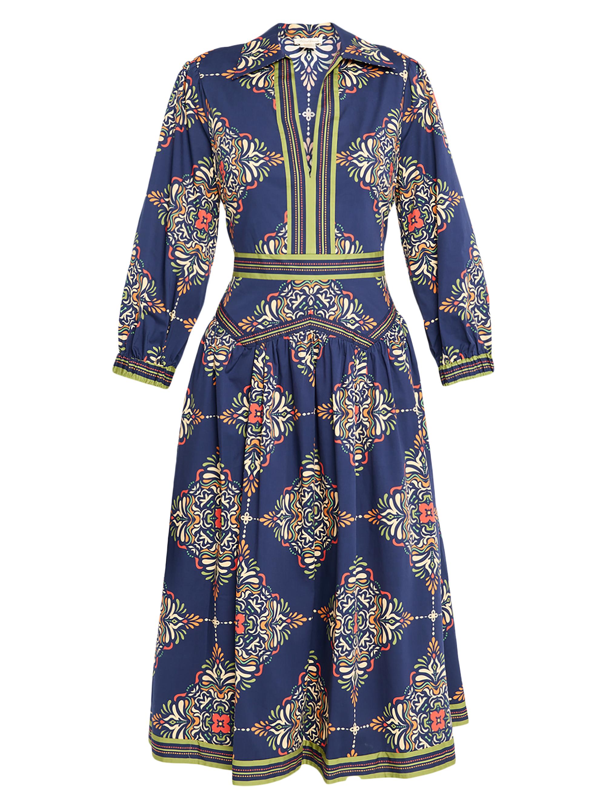 Shoshanna Women's Lola Medallion-Print Midi-Shirtdress - Navy