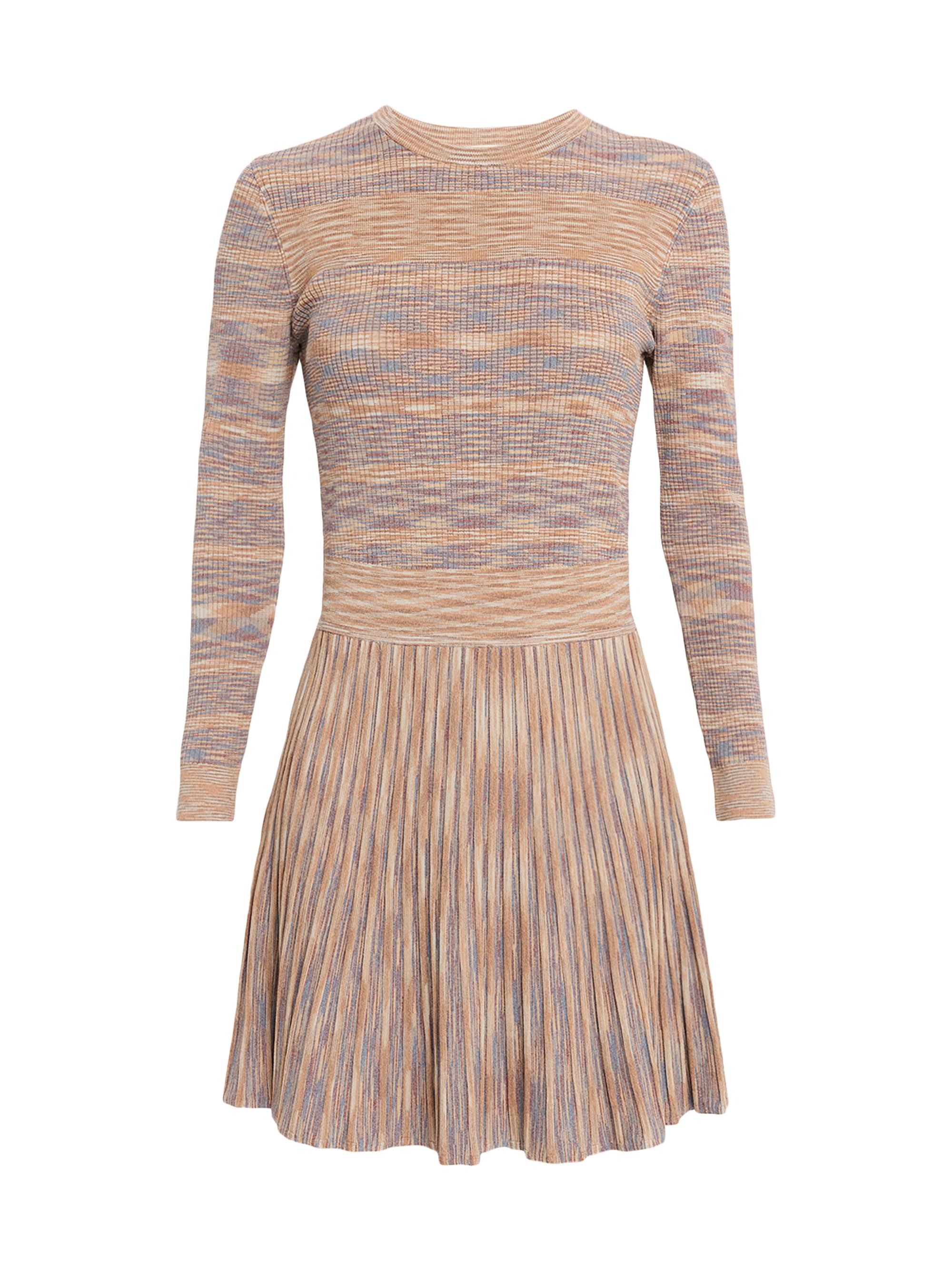 Shoshanna Women's Martha Space-Dyed Rib-Knit Minidress - Tan Slate