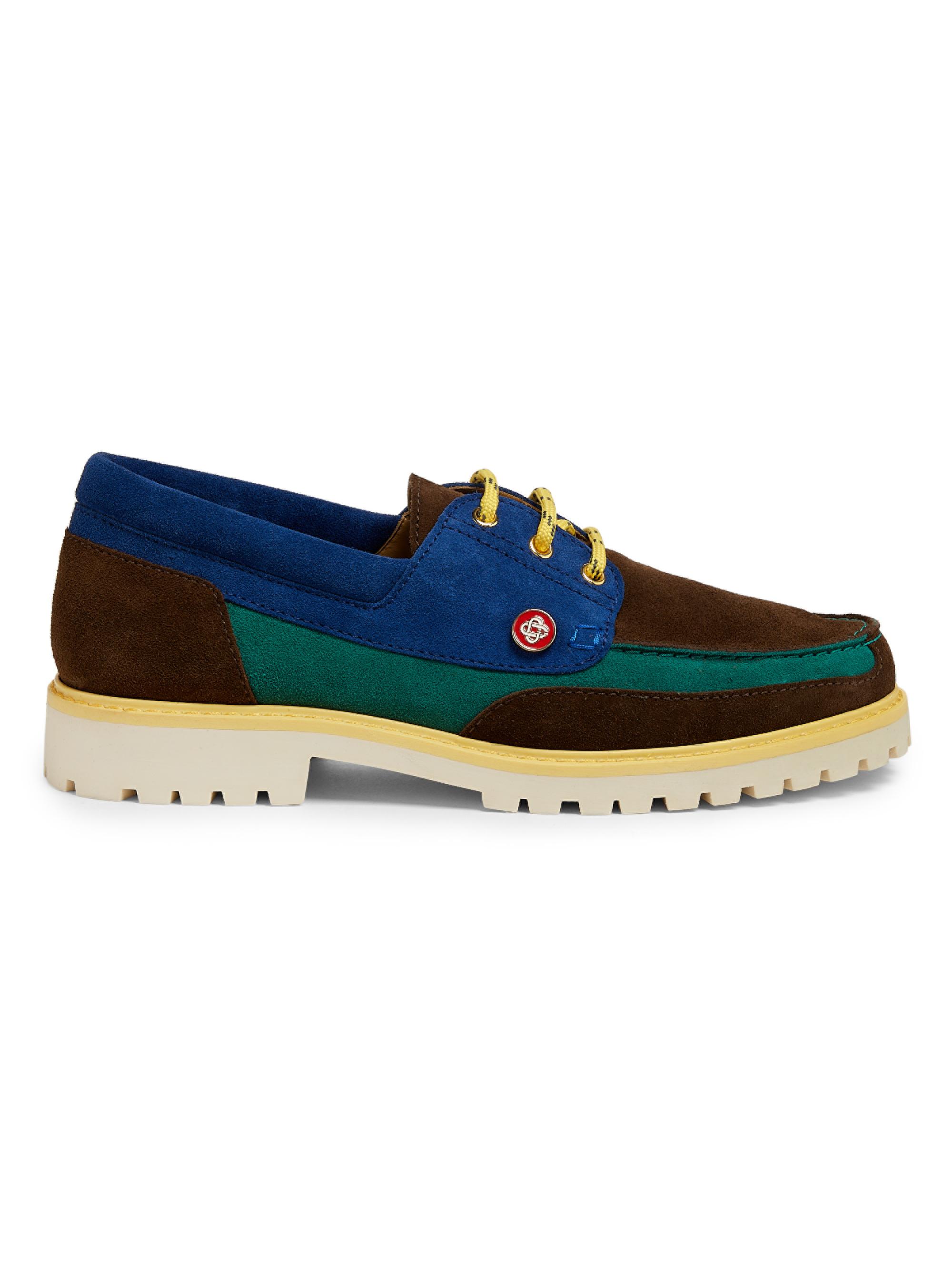 Casablanca Men's Suede Boat Shoes - Blue Multi