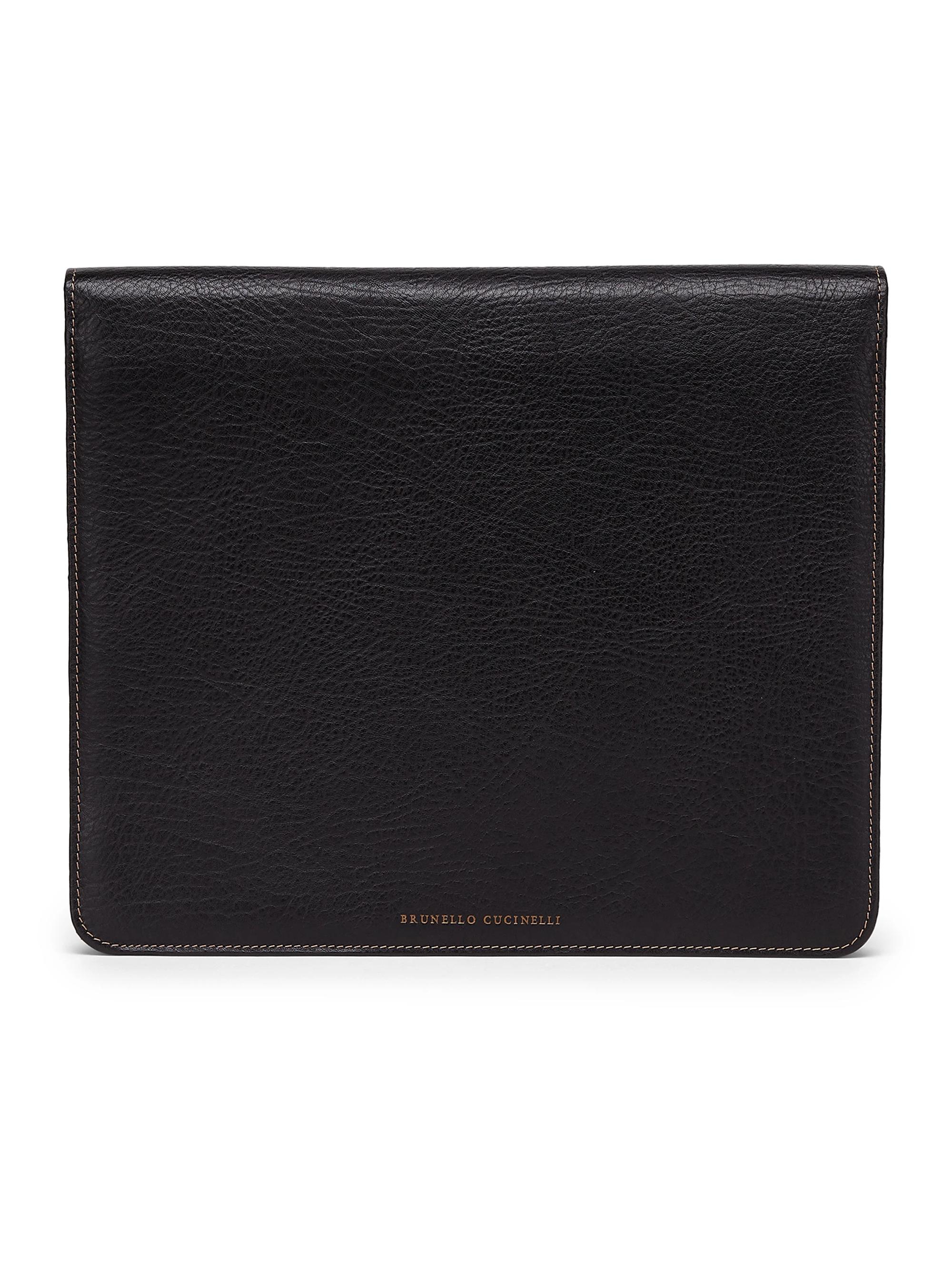 Brunello Cucinelli Men's Grained Calfskin Document Holder - Black