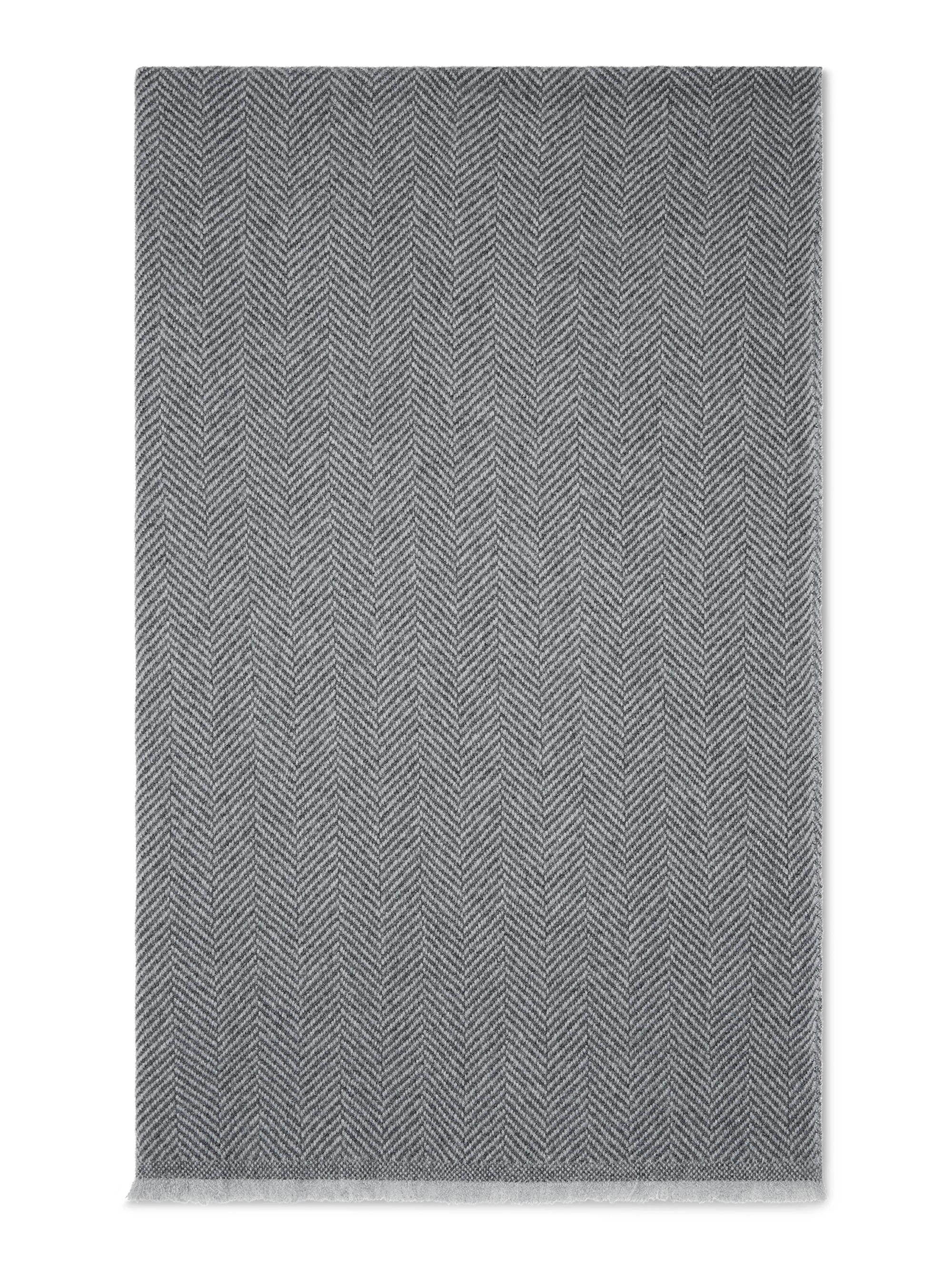 Brunello Cucinelli Men's Cashmere Chevron Scarf - Light Grey