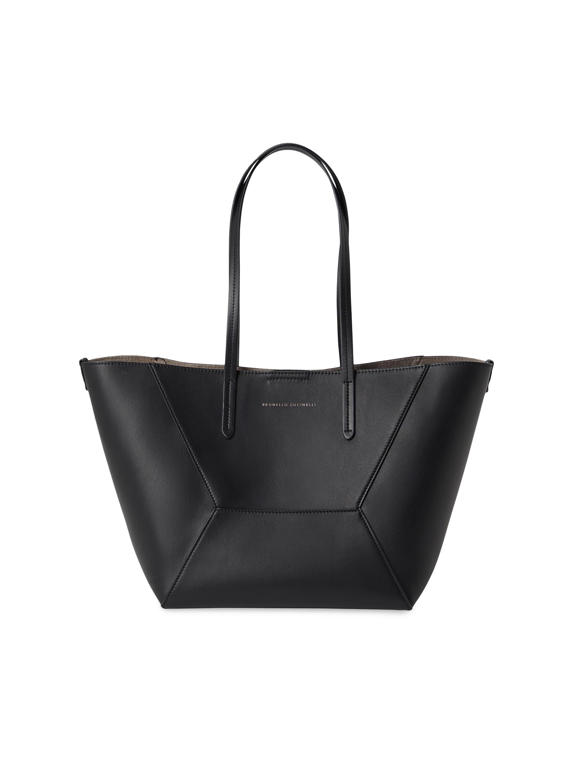 Brunello Cucinelli Women's Duo  Tote Bag in Calfskin with Monili - Black