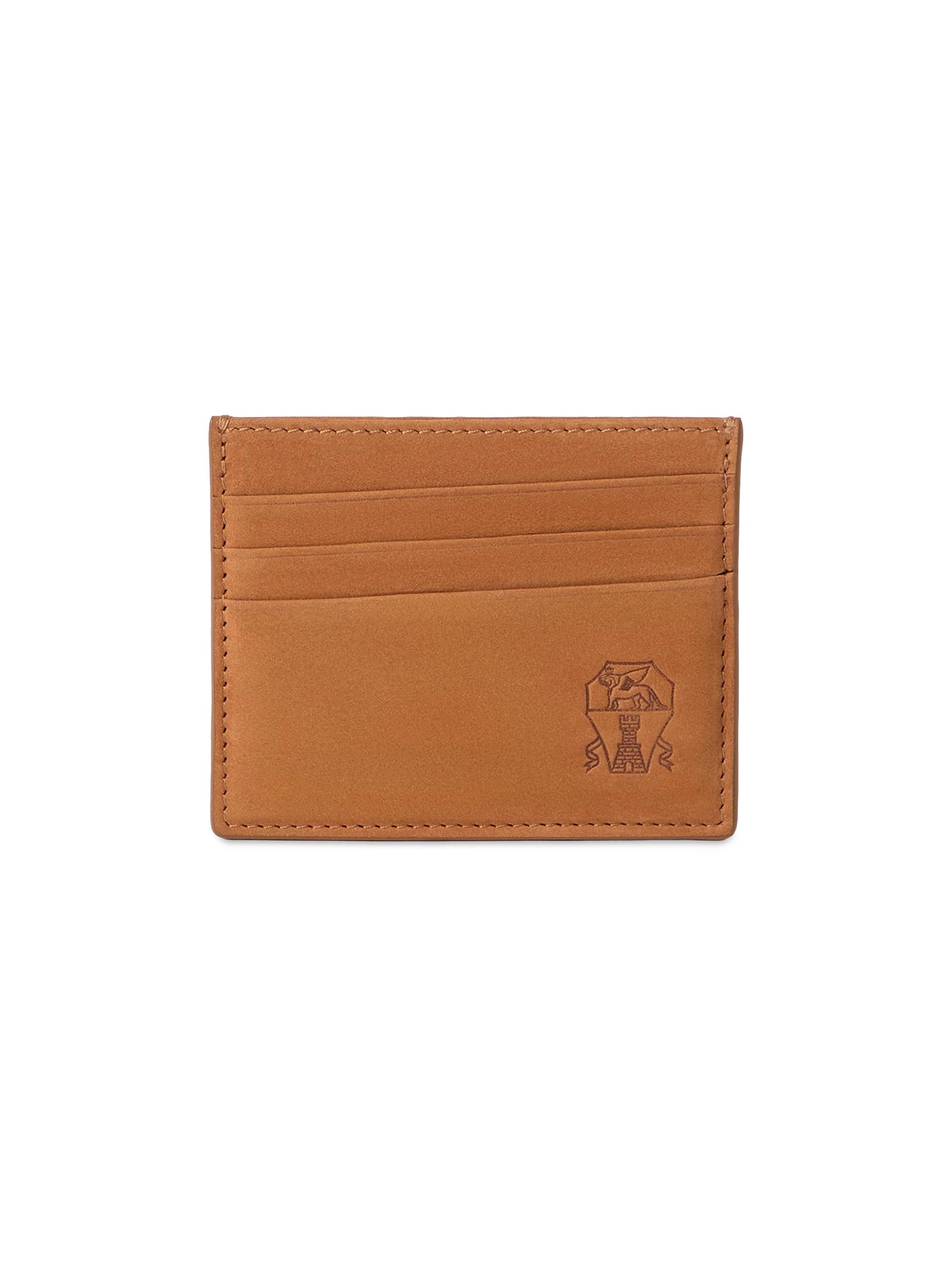 Brunello Cucinelli Men's Nubuck Card Holder - Natural Brown