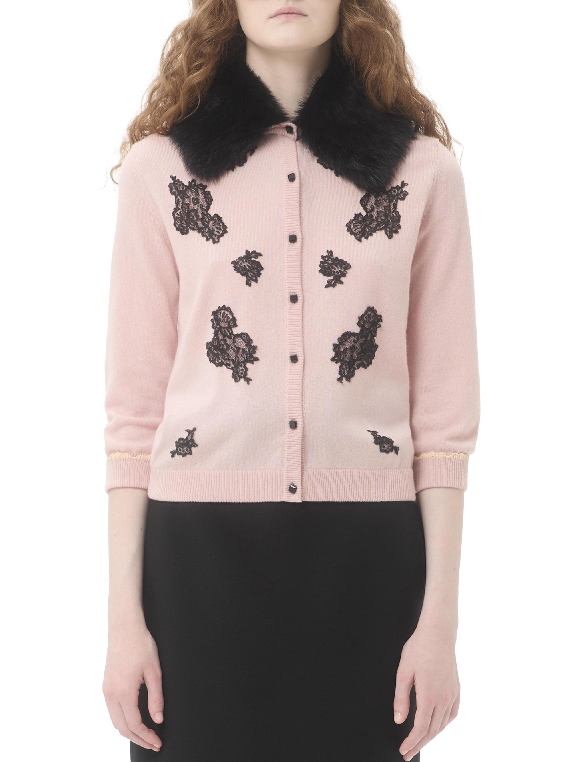 Valentino Garavani Cardigan with Shearling Collar | Saks Fifth Avenue