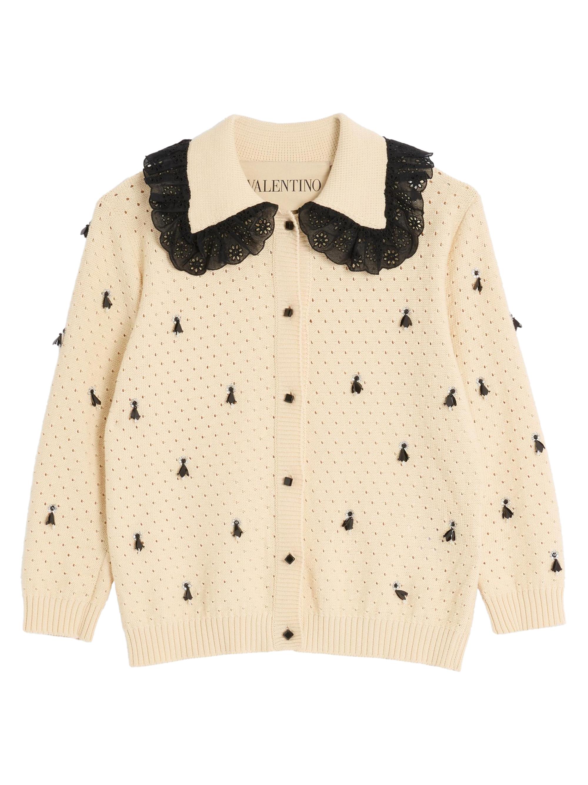 Valentino Garavani Women's Embroidered Cotton Cardigan - Birch Black