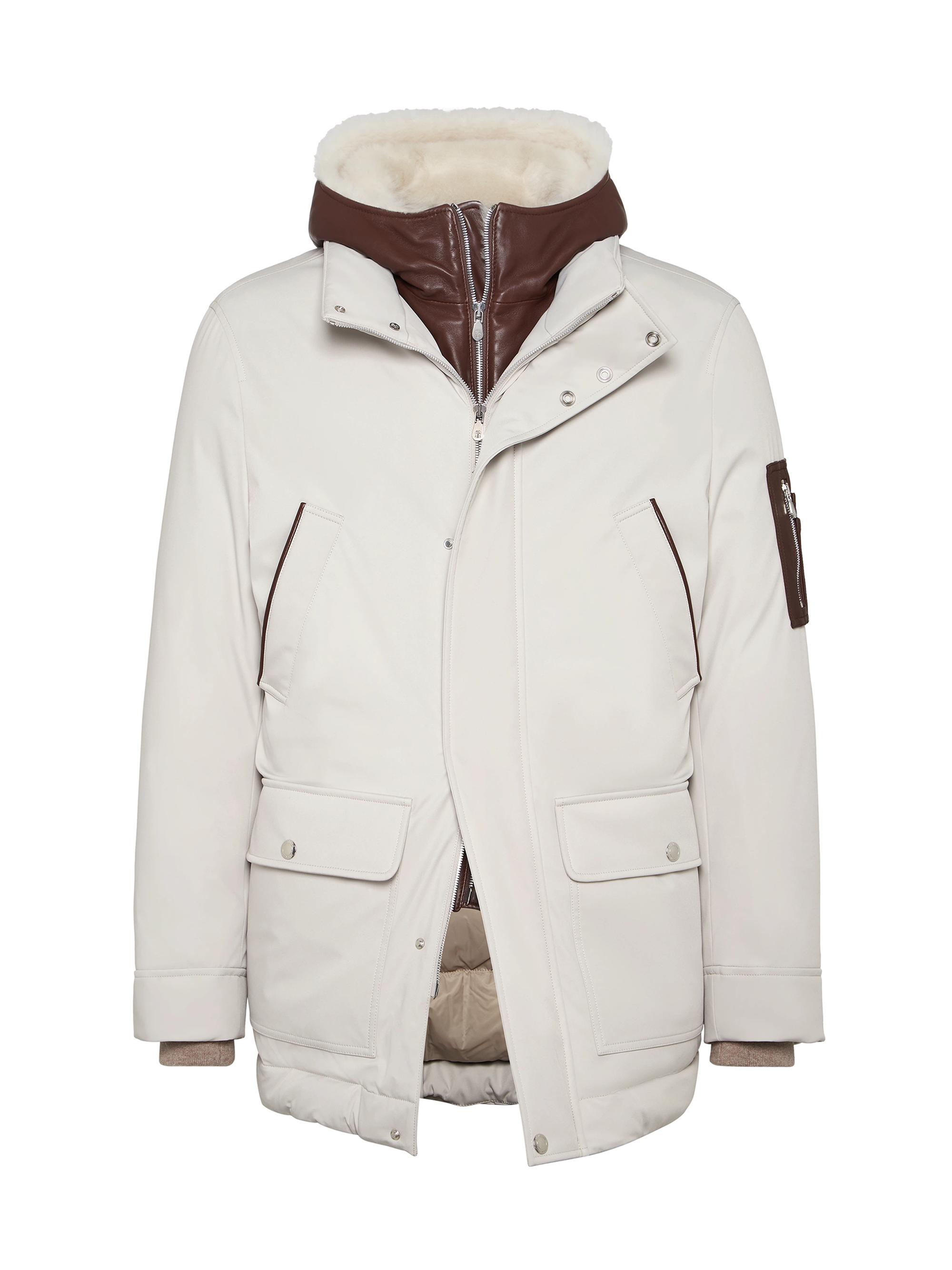 Brunello Cucinelli Men's Stretch Bonded Nylon Parka Jacket with Down Padding -