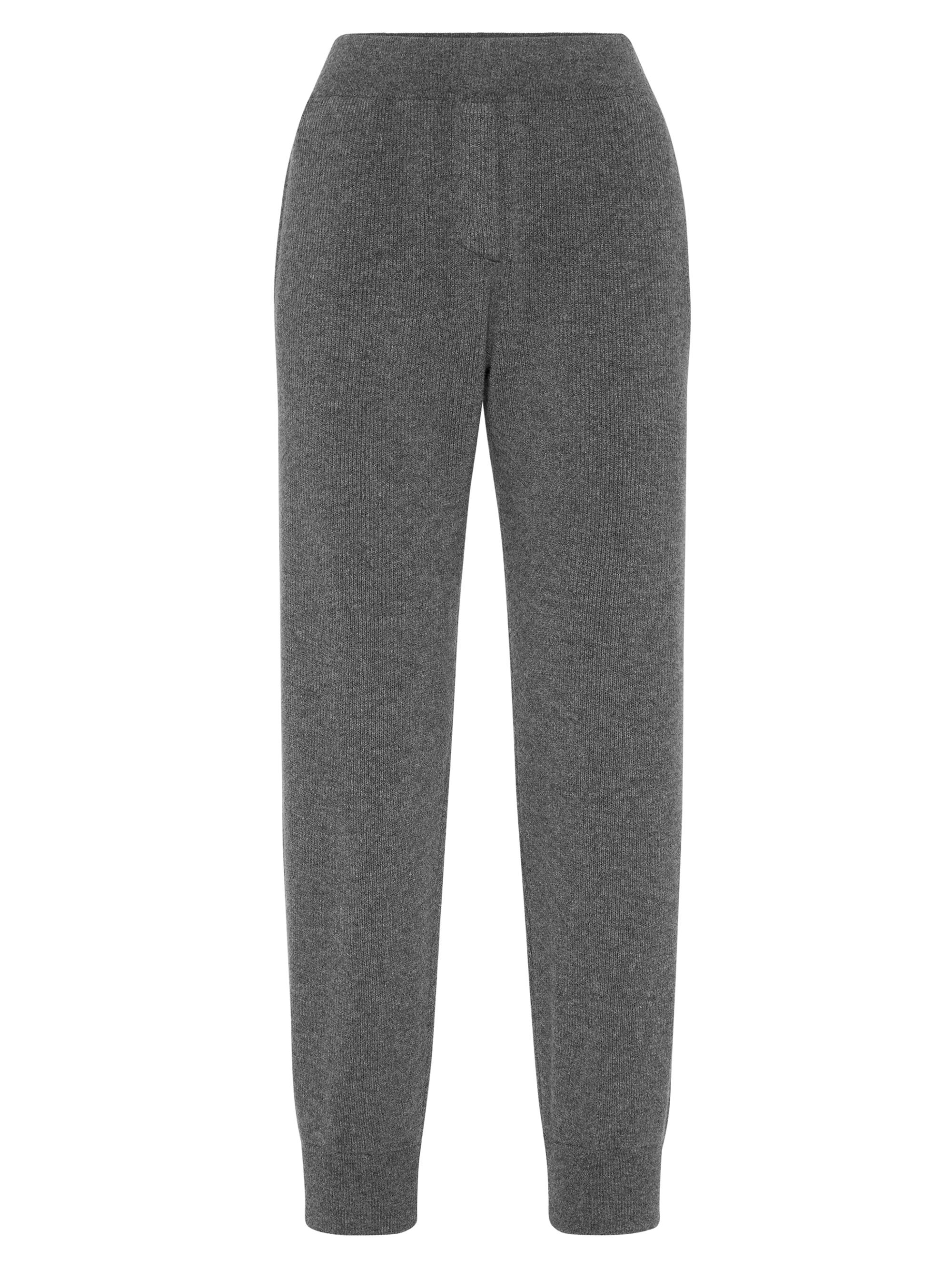 Brunello Cucinelli Women's Cashmere English Rib Knit Trousers with Monili - Lead