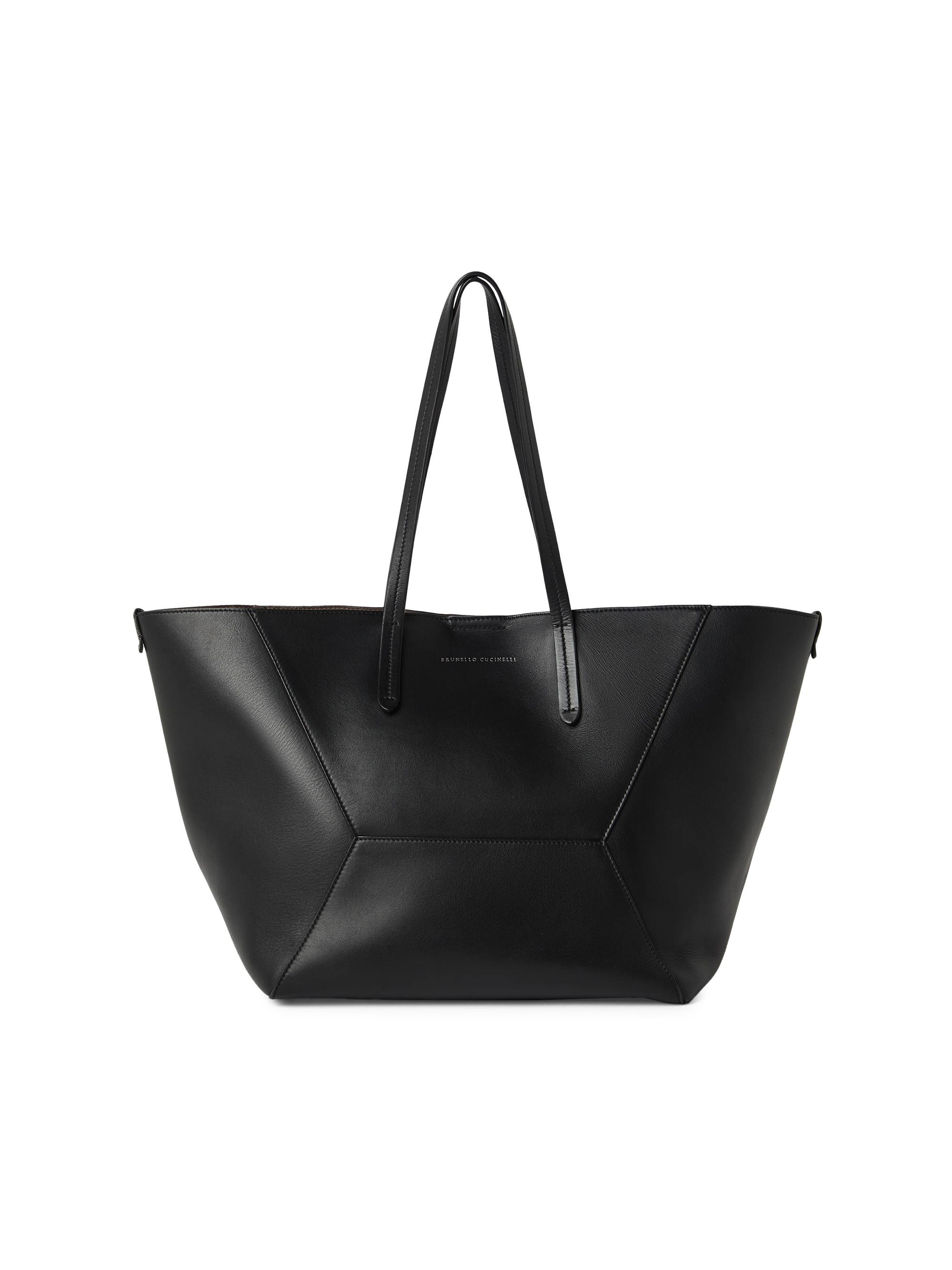 Brunello Cucinelli Women's Duo Tote Bag in Calfskin with Monili - Black