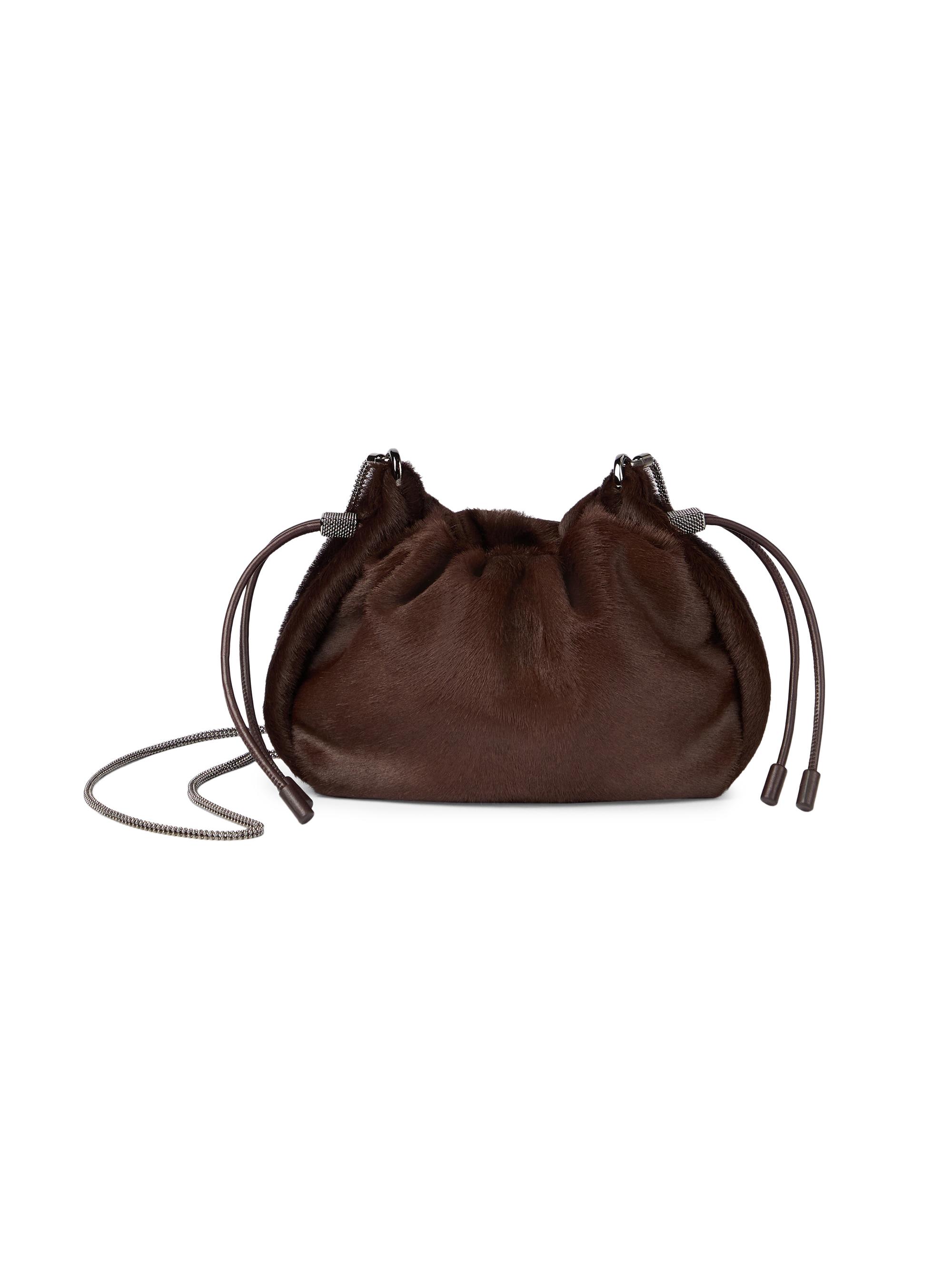 Brunello Cucinelli Women's Mellow Mini Bucket Bag in Calf Hair - Brown