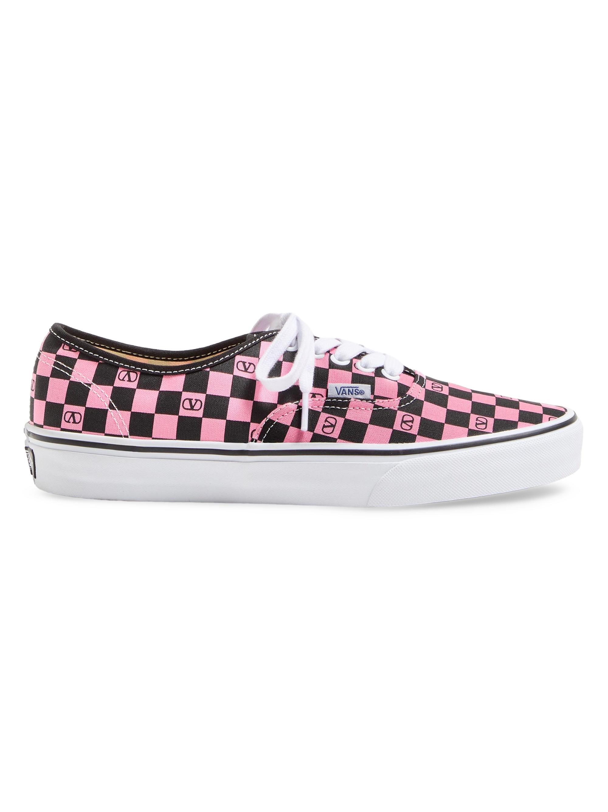 Valentino Garavani Men's  and Vans Low-Top Trainer in Fabric with VLogo Checkerboard Print - Pink Orchid Black